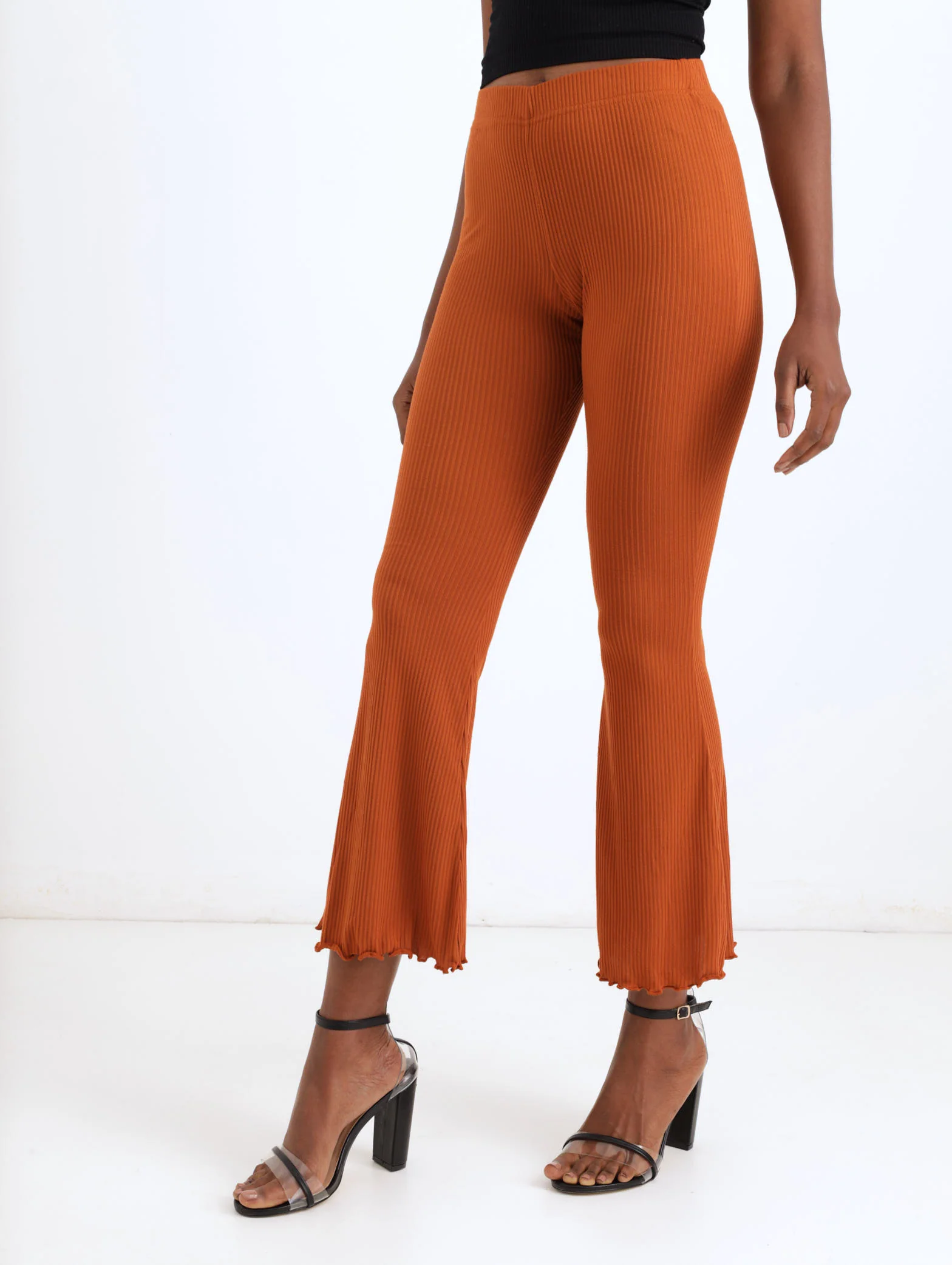 Lettuce Edge Bootleg Rib Pant - Rust - Image 3