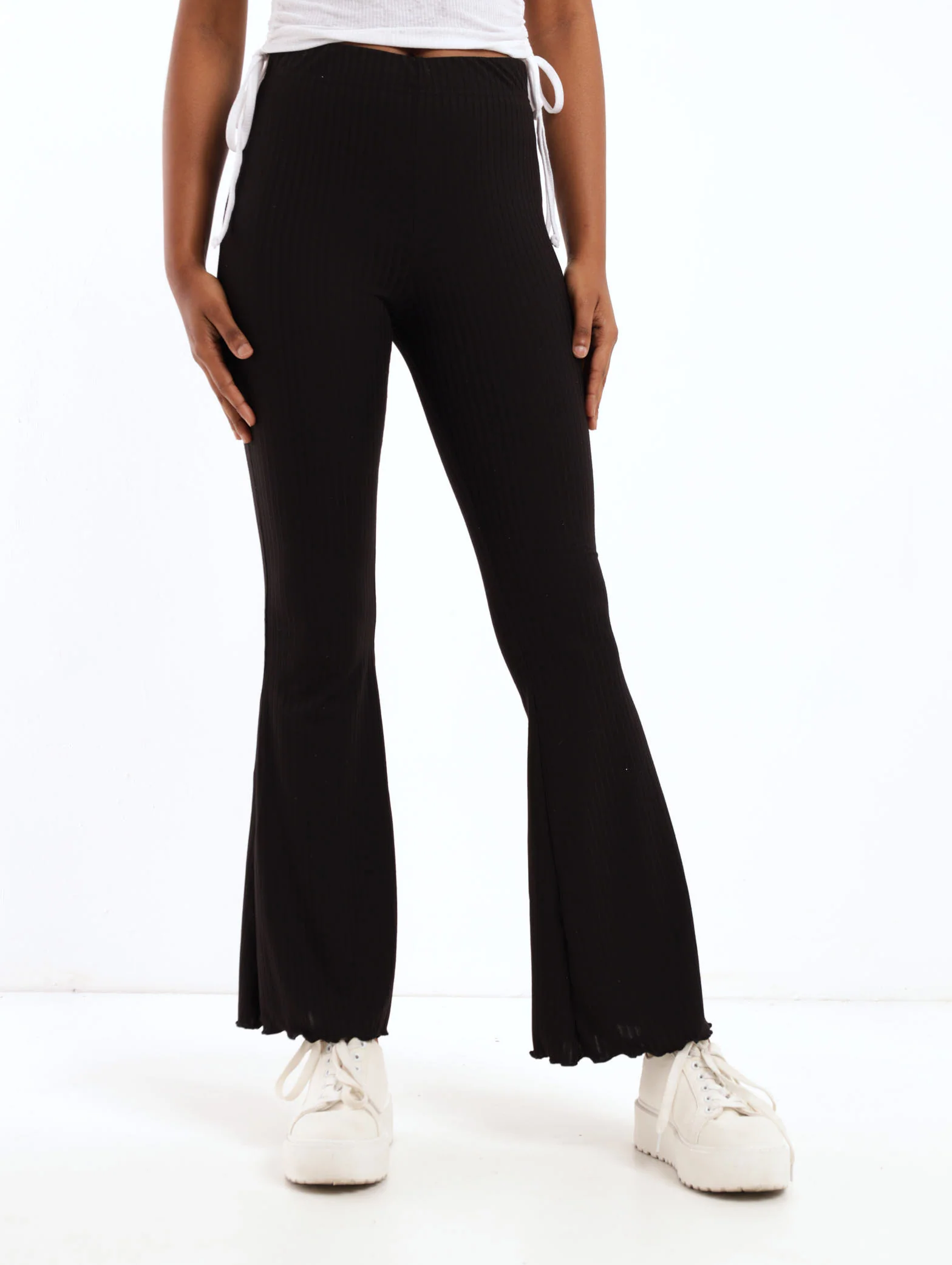 Lettuce Edge Bootleg Wide Rib Pant - Black