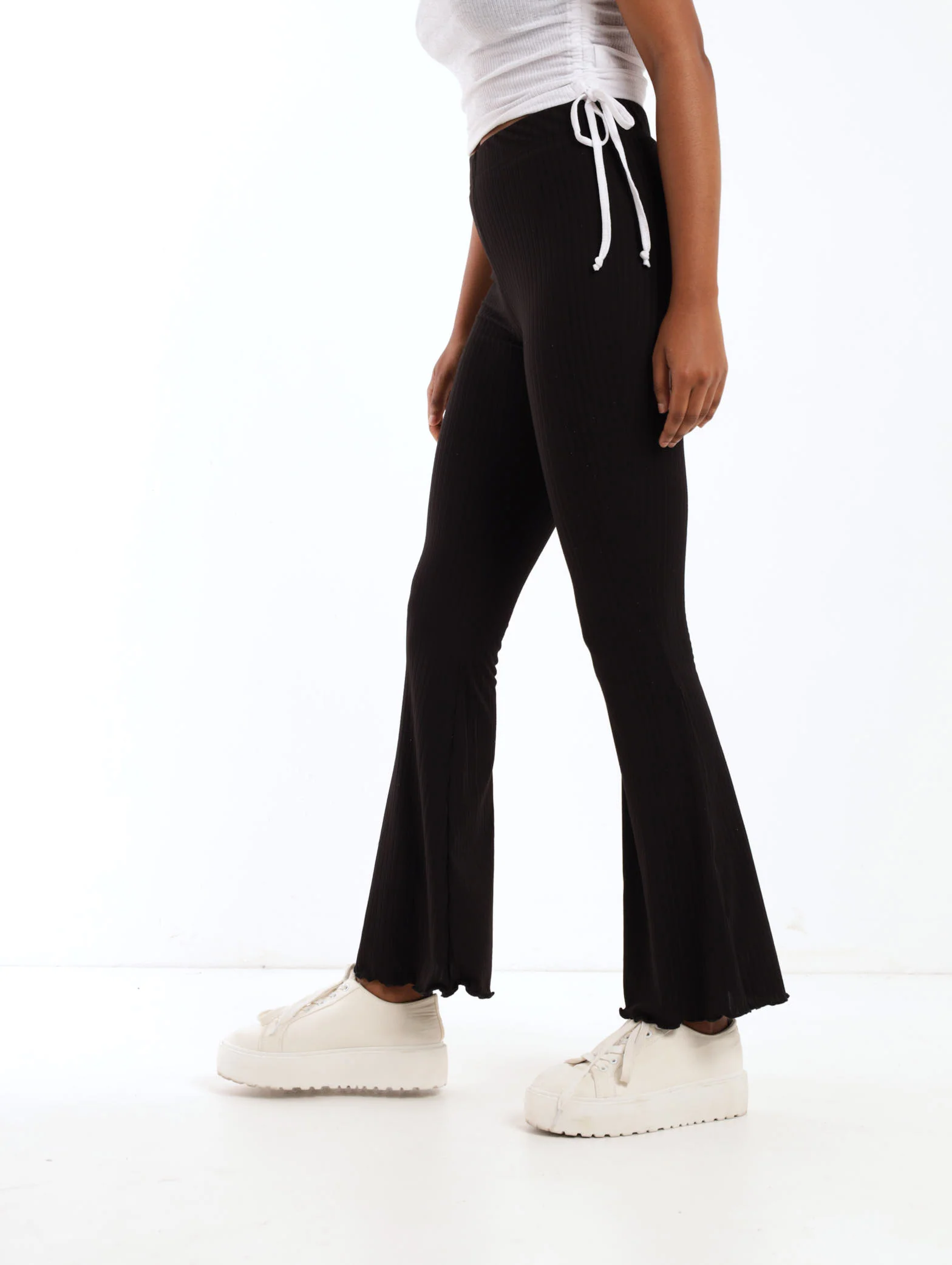 Lettuce Edge Bootleg Wide Rib Pant - Black - Image 4