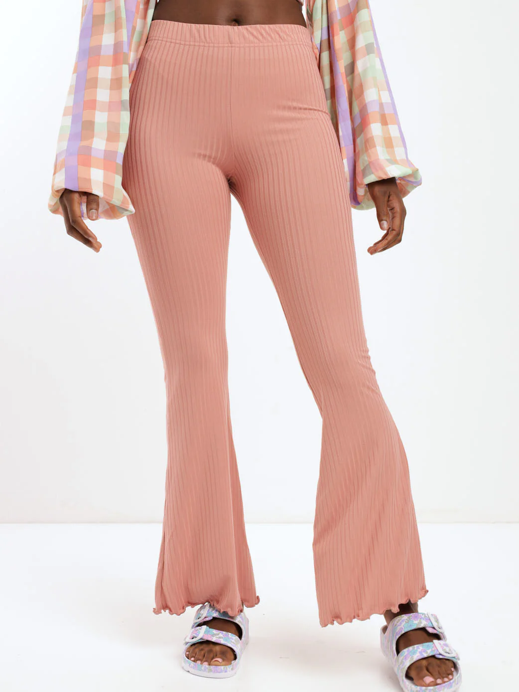 Lettuce Edge Bootleg Wide Rib Pant - Blush - Image 2