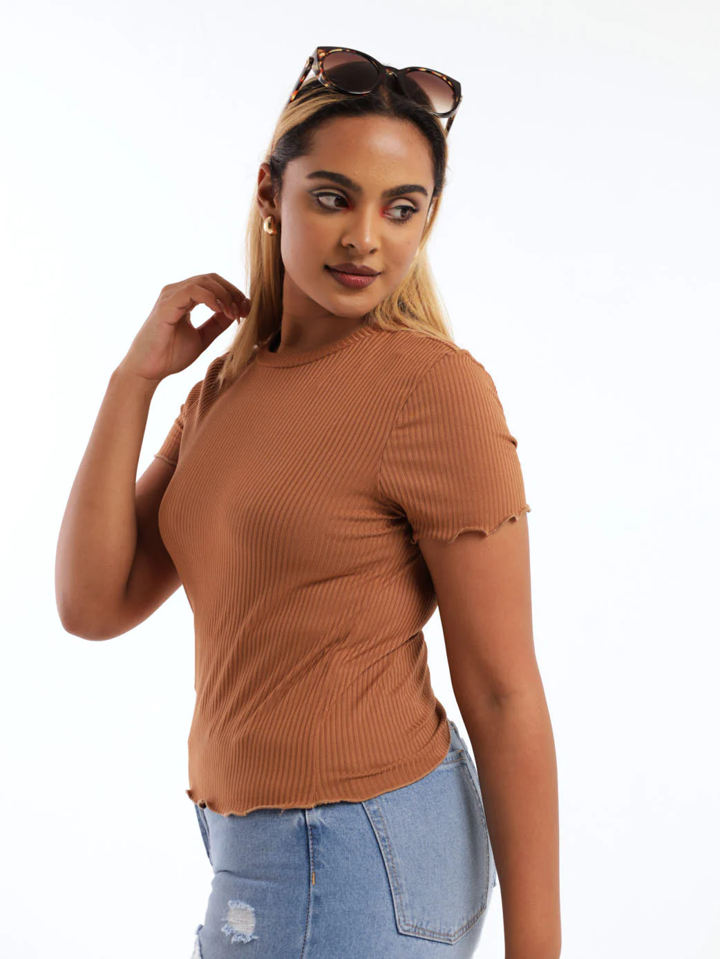 Lettuce Rib Tee - Stone - Image 3