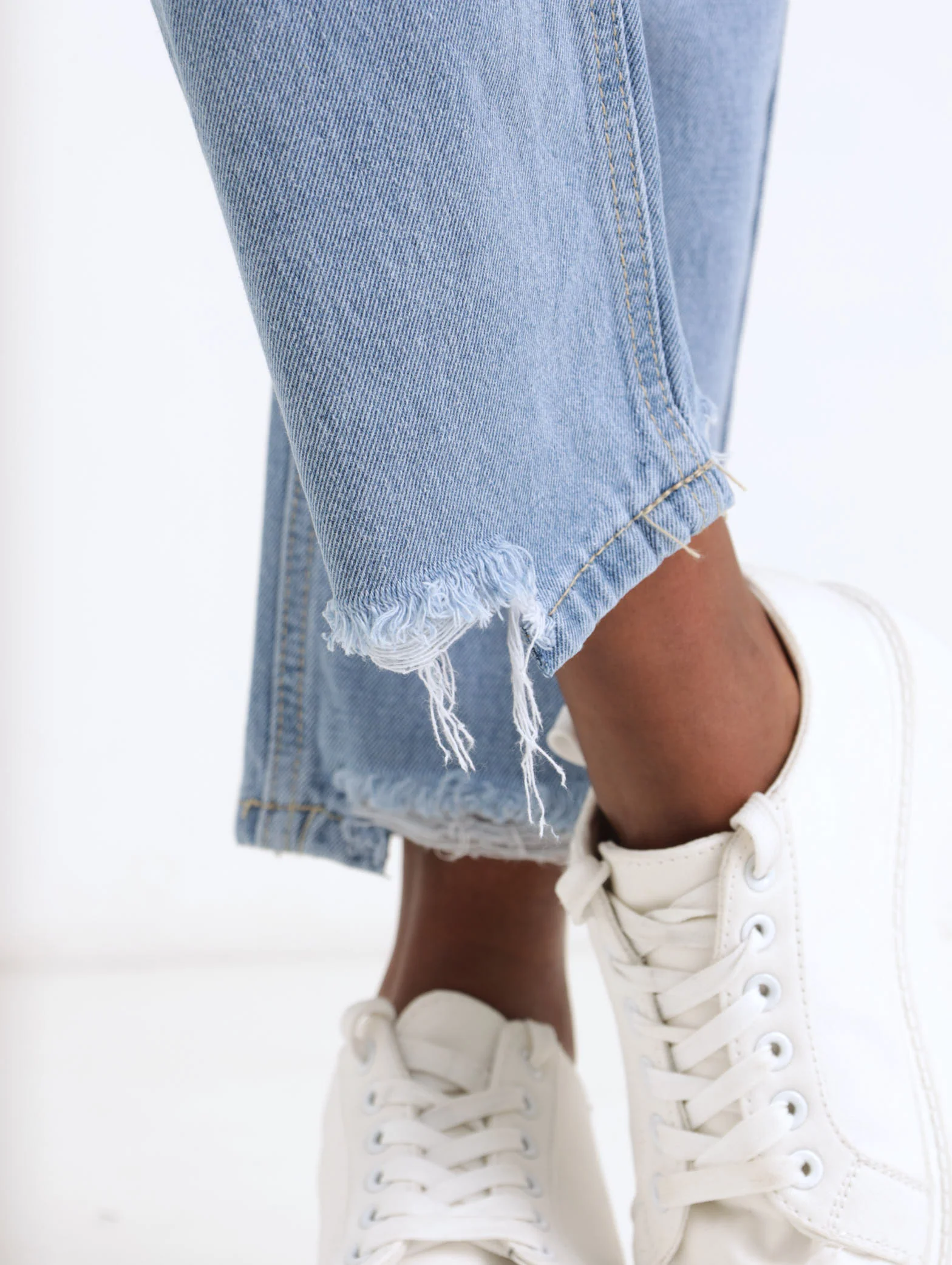 Light Stonewash Straight Leg Abraised Denim Jean - Image 4