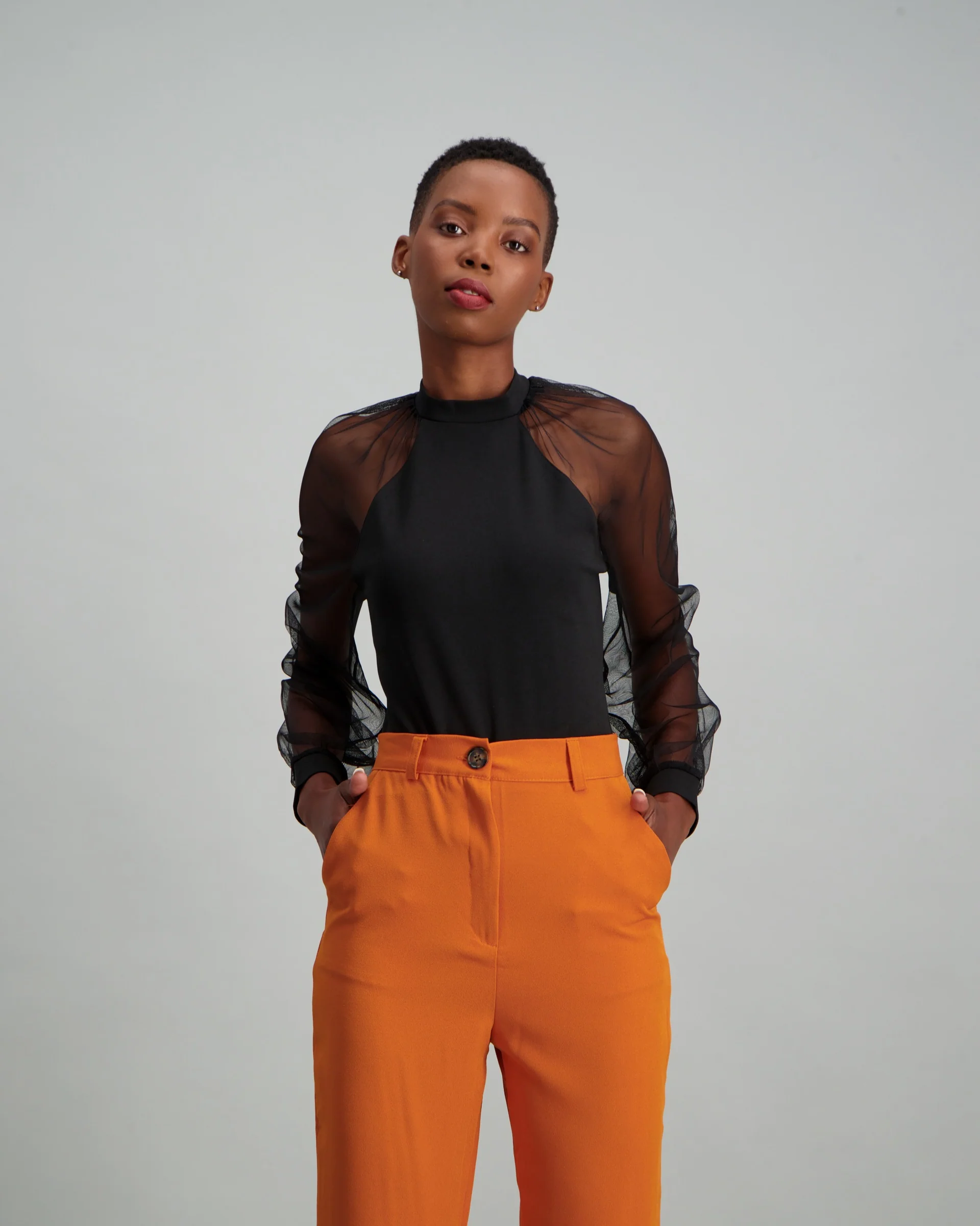 Long Puff Sleeve Bodysuit - Black
