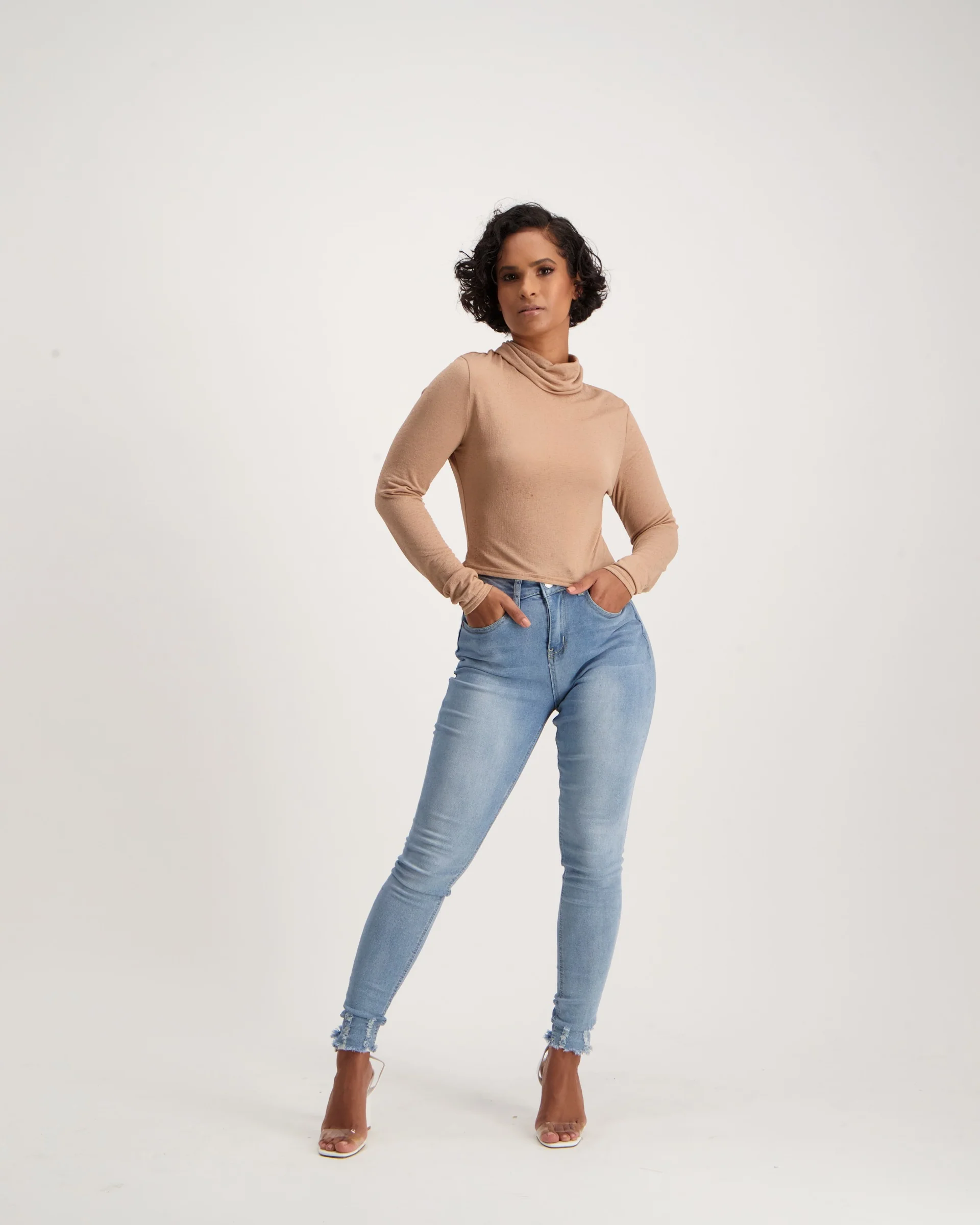 Long Sleeve Crop Crinkle Turtle Top - Image 2
