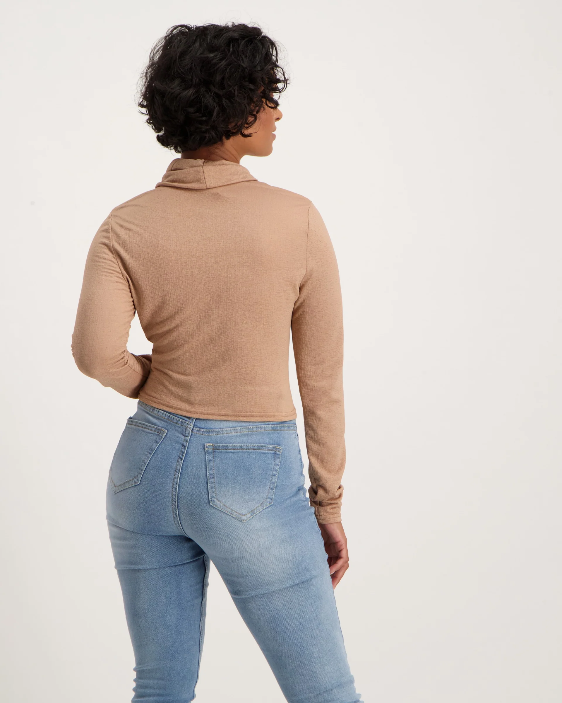 Long Sleeve Crop Crinkle Turtle Top - Image 5