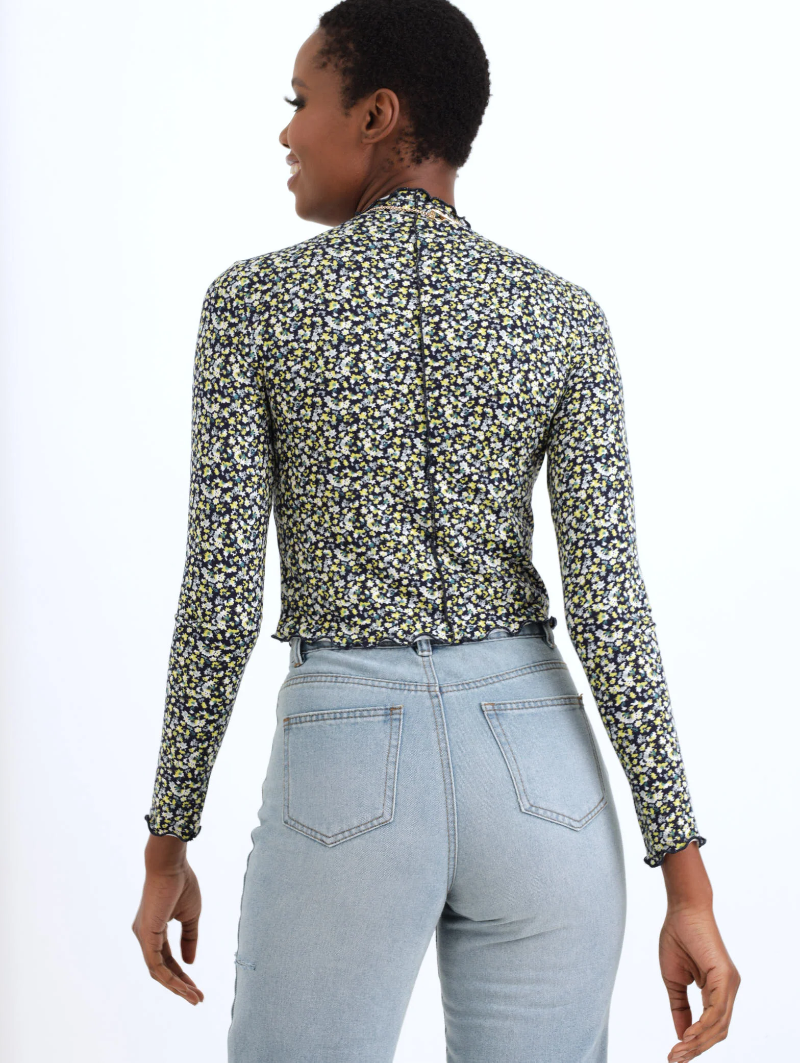 Long Sleeve Ditsy Lettuce Edge Top - Image 4