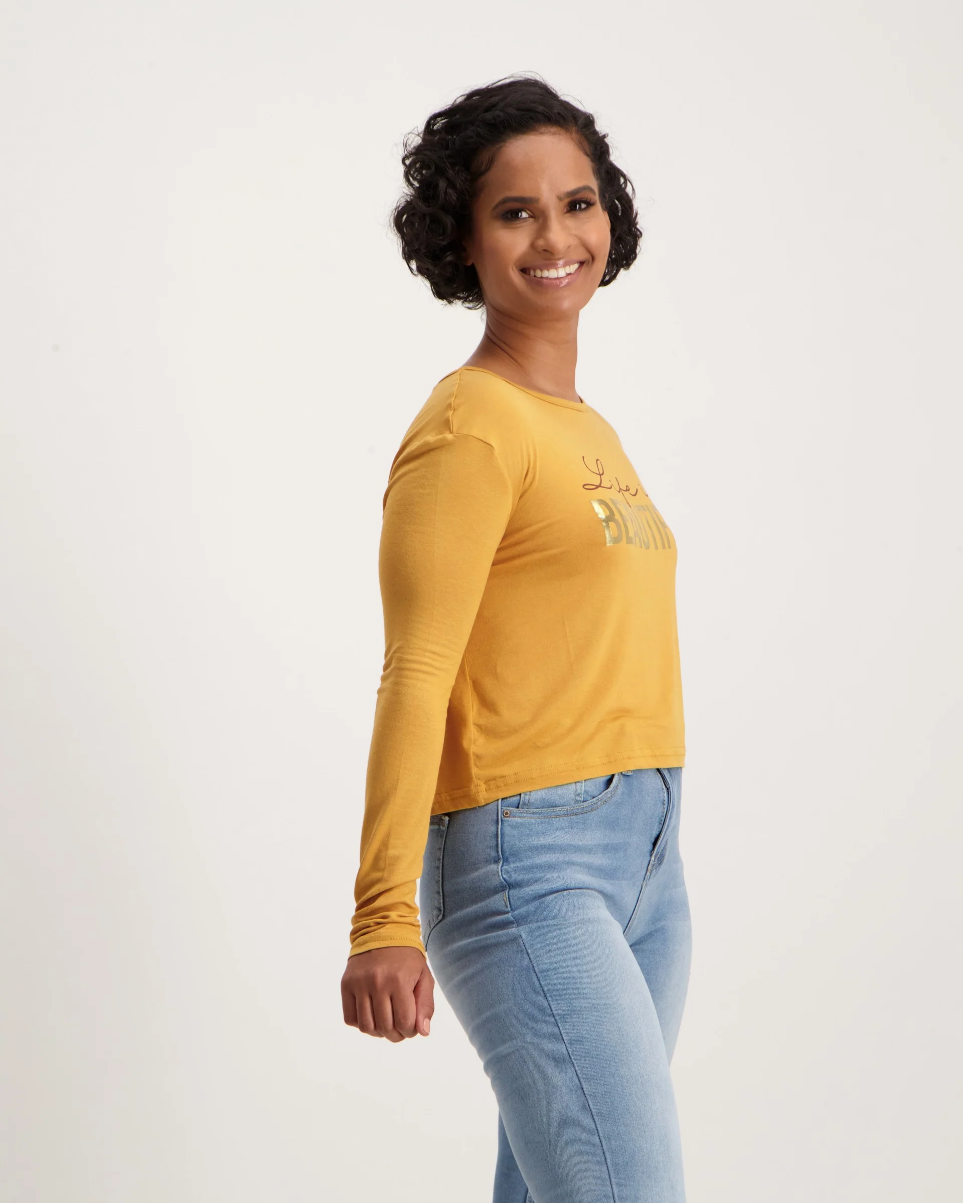 Long Sleeve Hip Grazer Screen Knit Top - Image 3