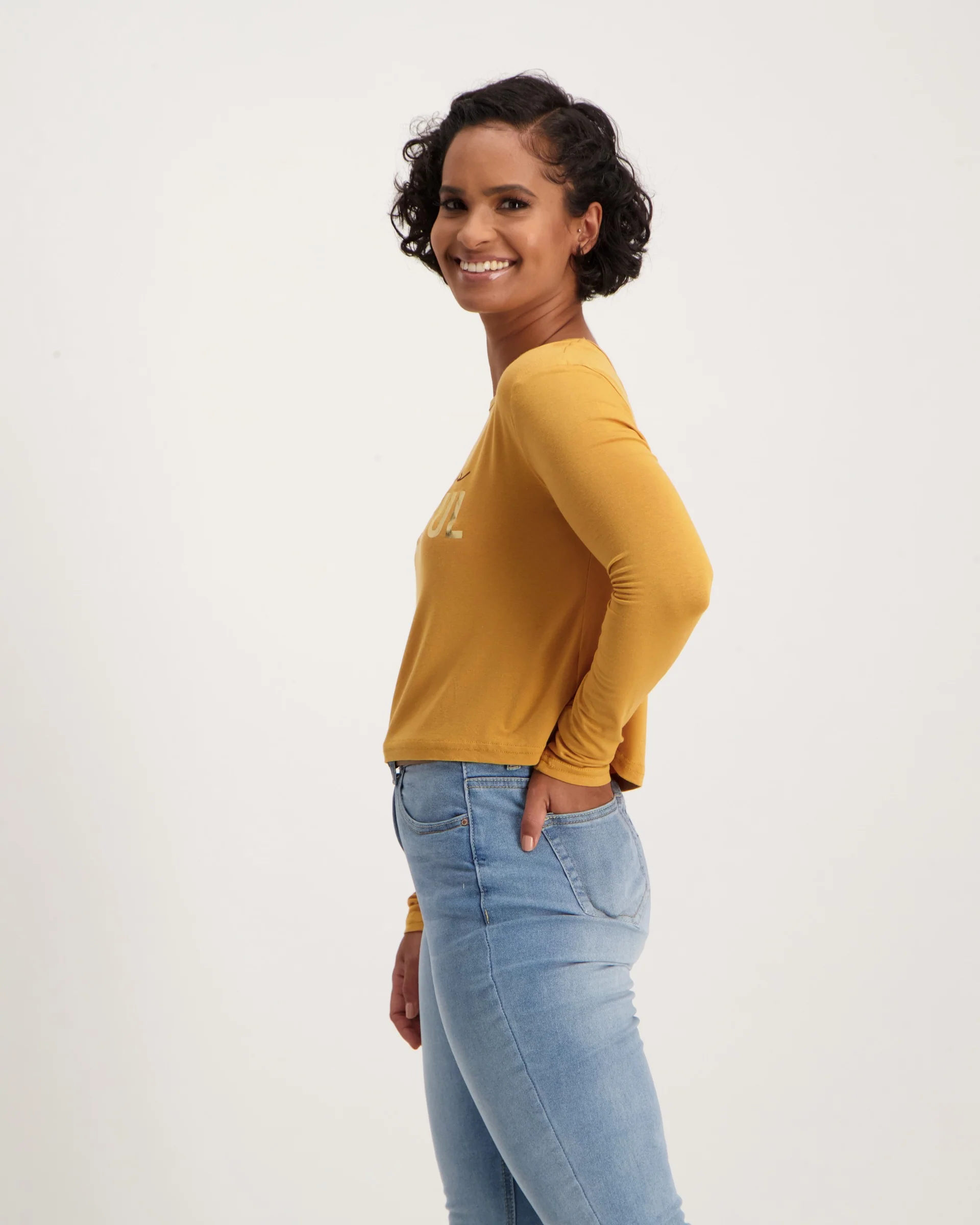 Long Sleeve Hip Grazer Screen Knit Top - Image 4