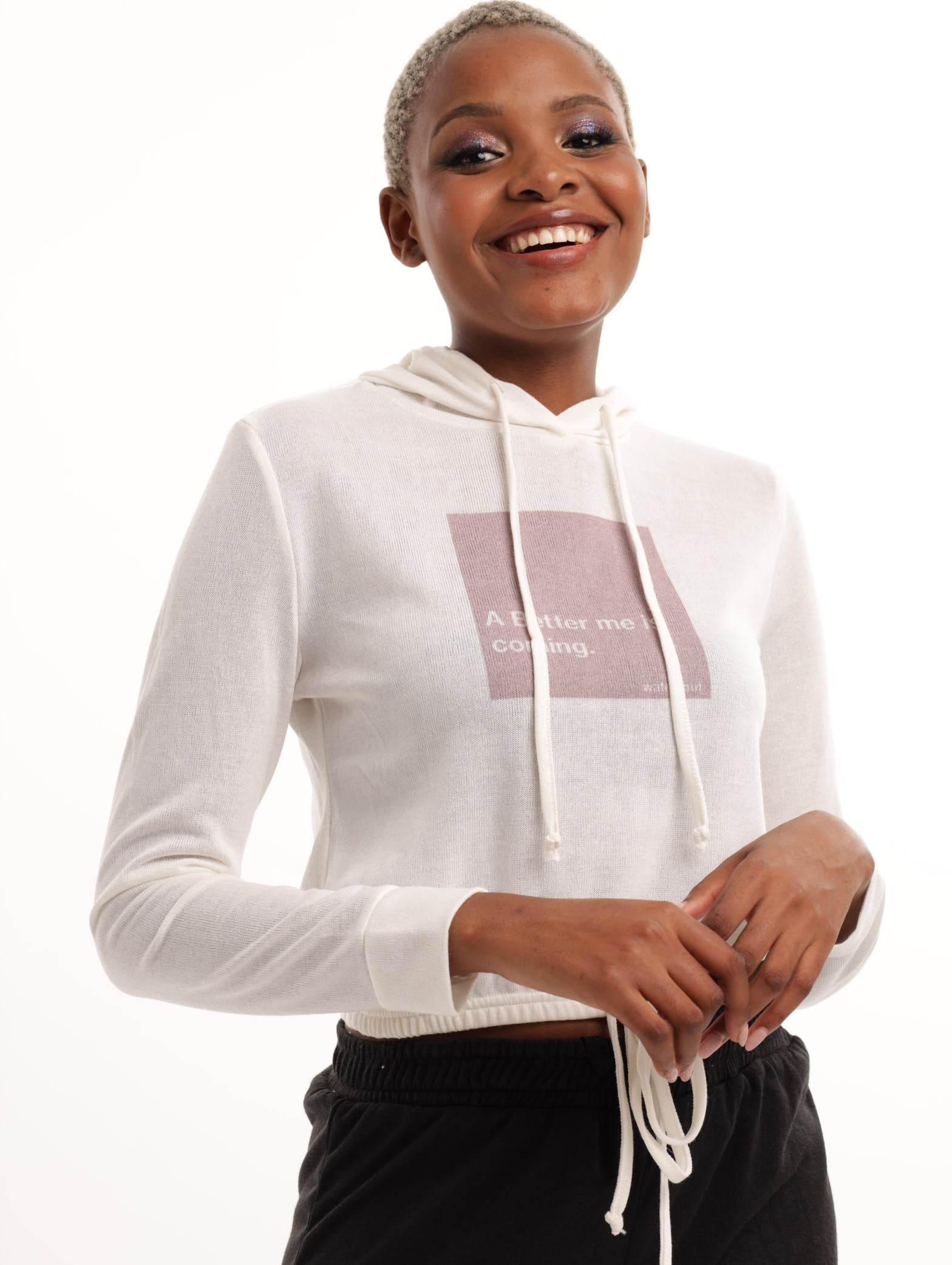 Long Sleeve Hooded Tee - White