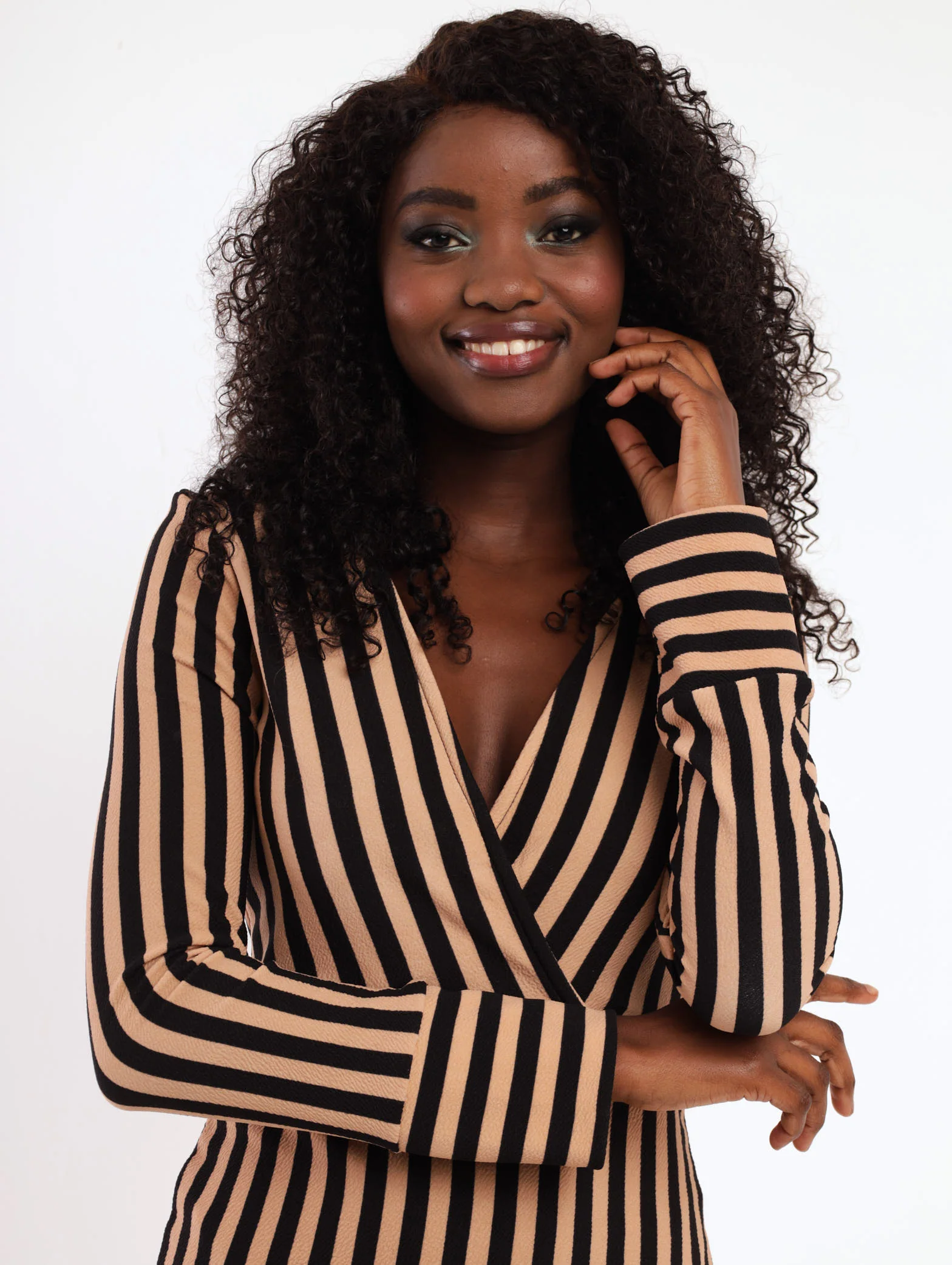 Long Sleeve Stripe Detail Bodycon Dress