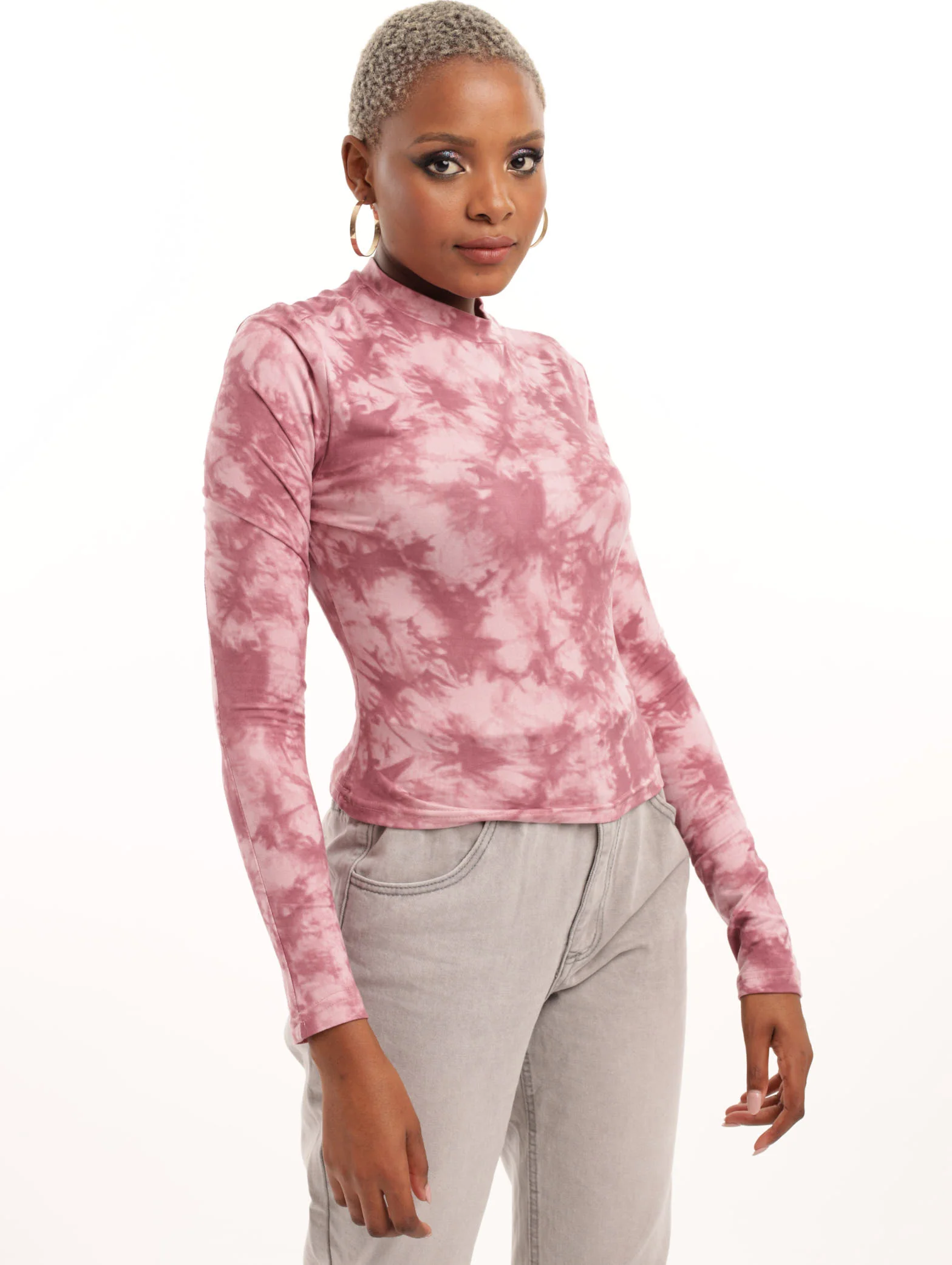 Long Sleeve Tie Dye Turtleneck Top - Image 2