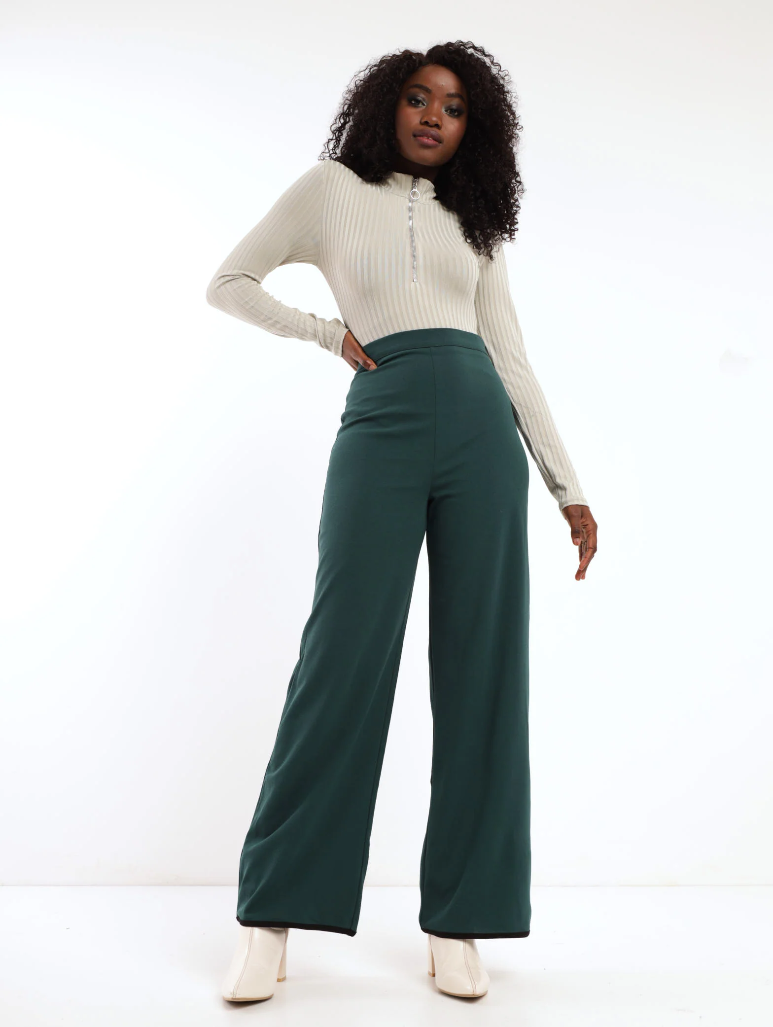 Long Sleeve Zip Front Bodysuit - Grey - Image 2
