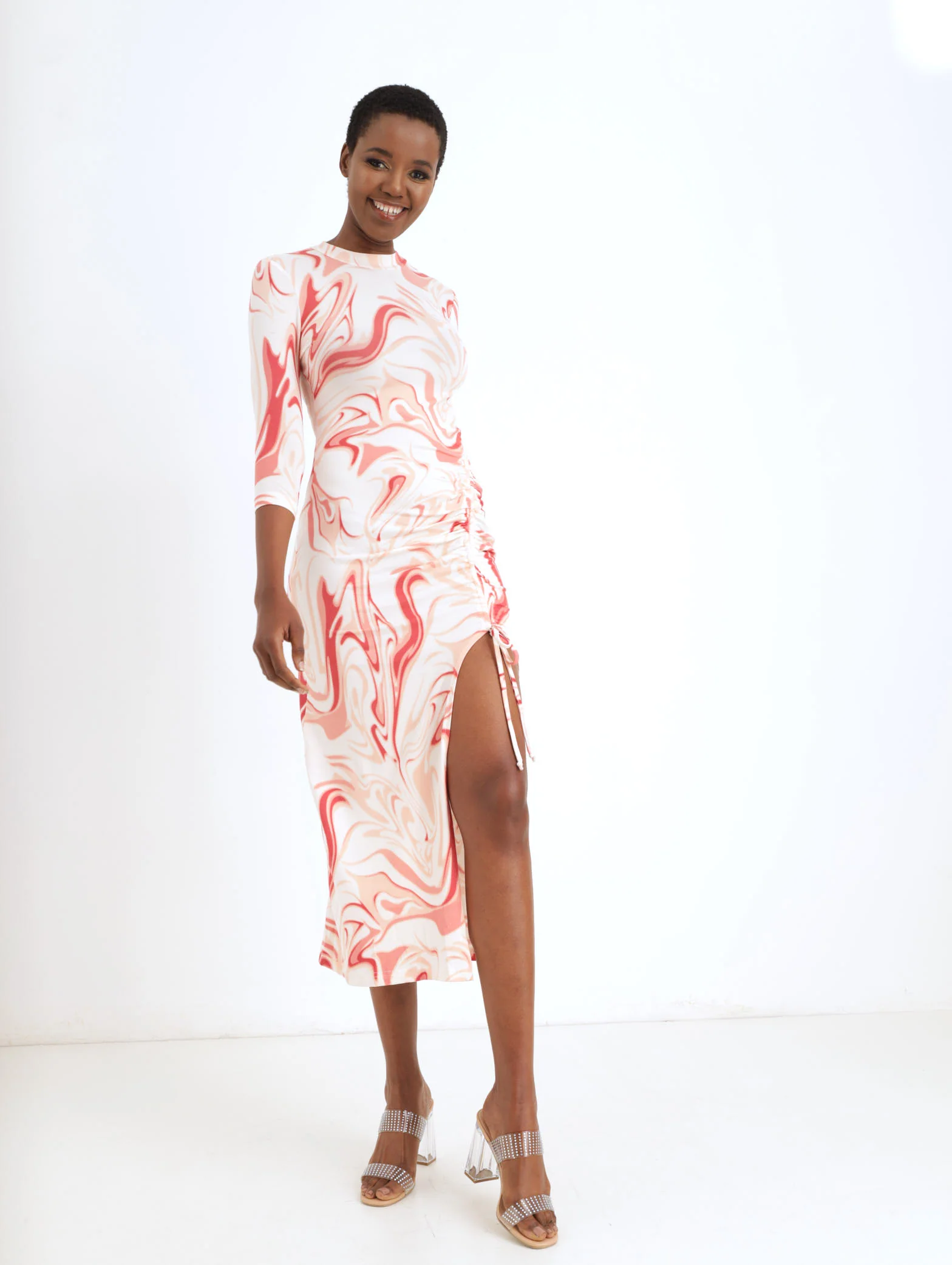 Marble Ruched Knit Maxi Dress - Image 2