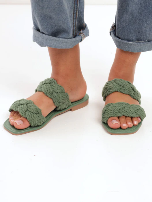 Mecrami Braid Double Strap Mule Sandal - Sage