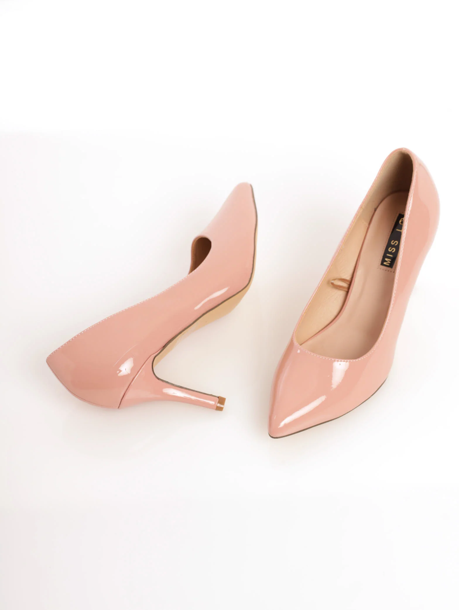 Medium Stiletto Patent Plain Court Heel - Blush