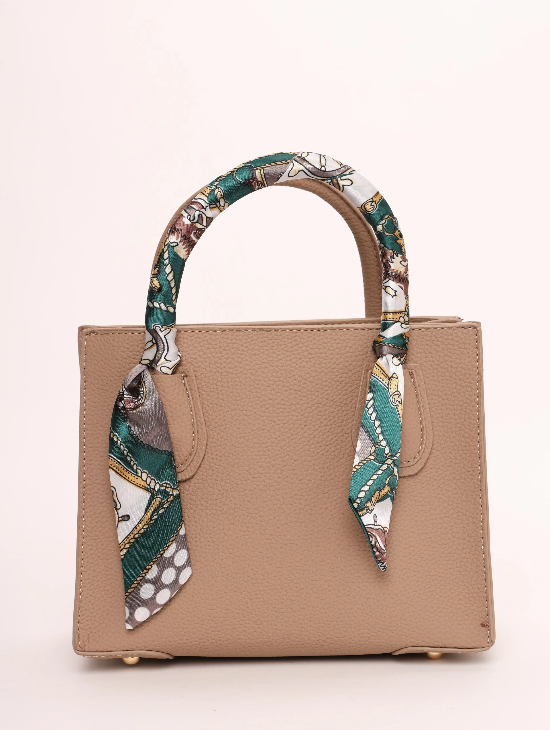 Medium Tote Bag with Ribbon - Taupe