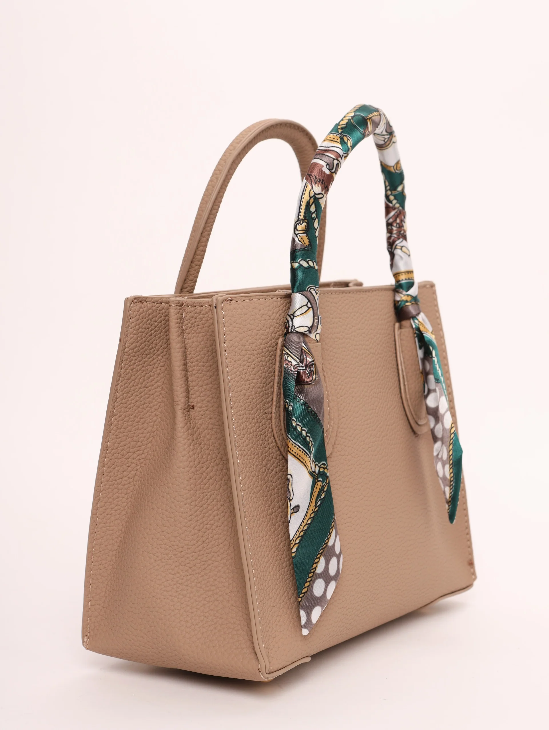 Medium Tote Bag with Ribbon - Taupe - Image 2