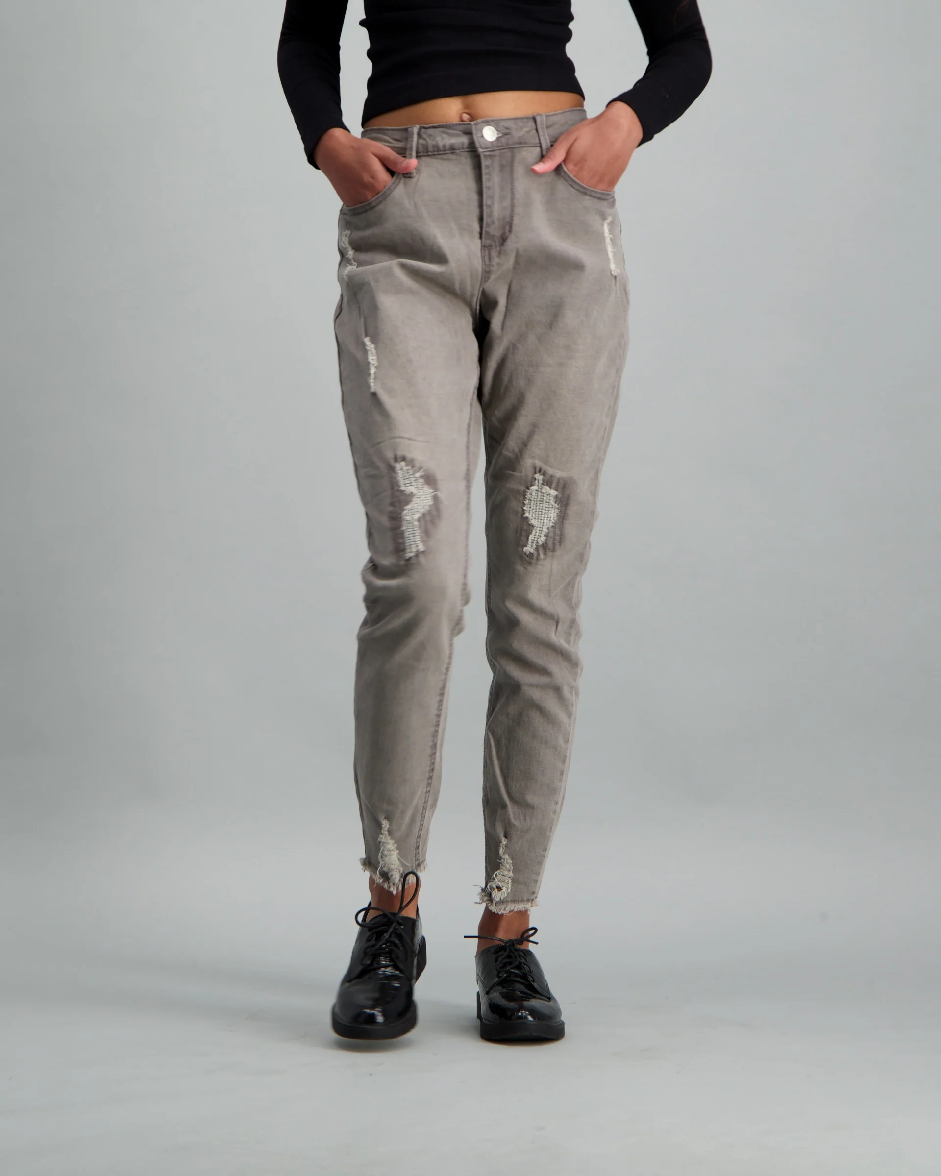 Mended Abraised Skinny Grey Denim Jean
