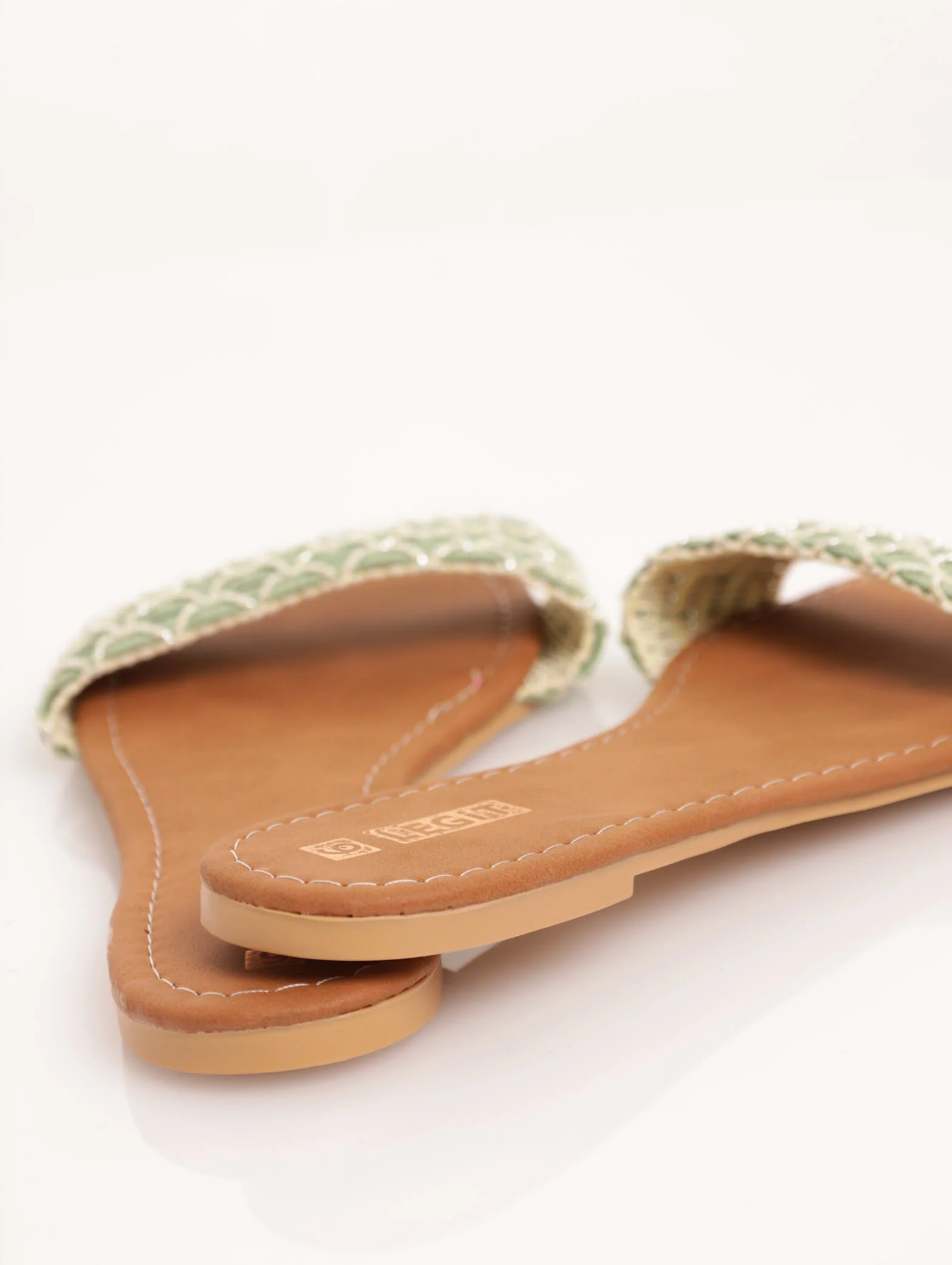 Mermaid Weave Banded Mule Sandal - Sage - Image 2