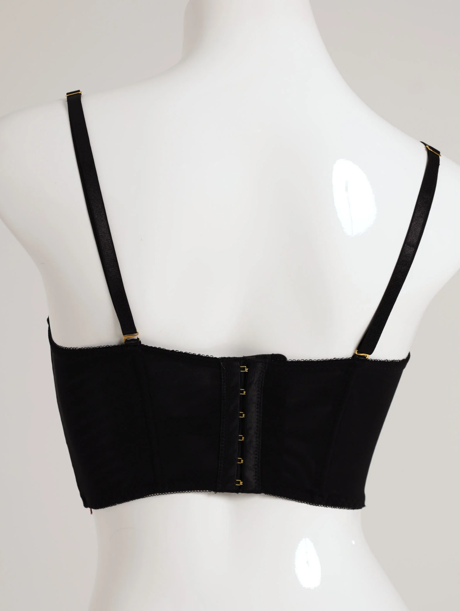 Mesh Embossed Bustier Bra - Black - Image 2