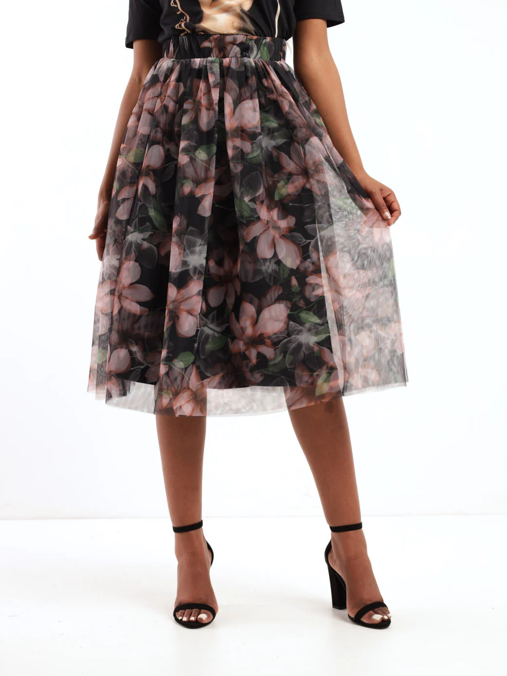 Mesh Floral Midi Dress