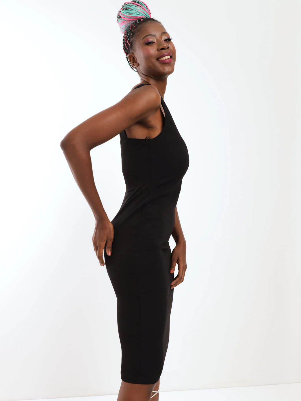 Mesh Inset Detail Dress - Black - Image 3