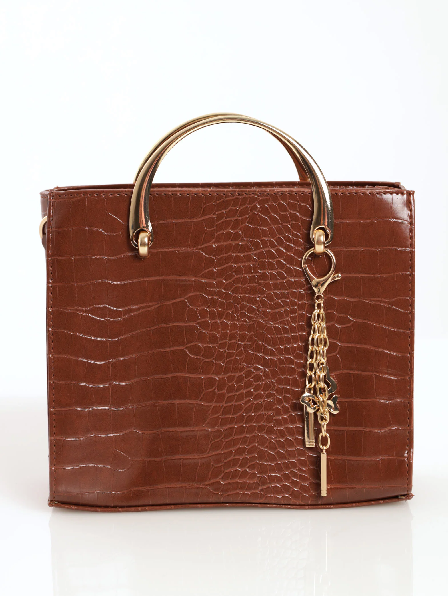 Metal Handheld Charm Mini Tote Bag - Tan