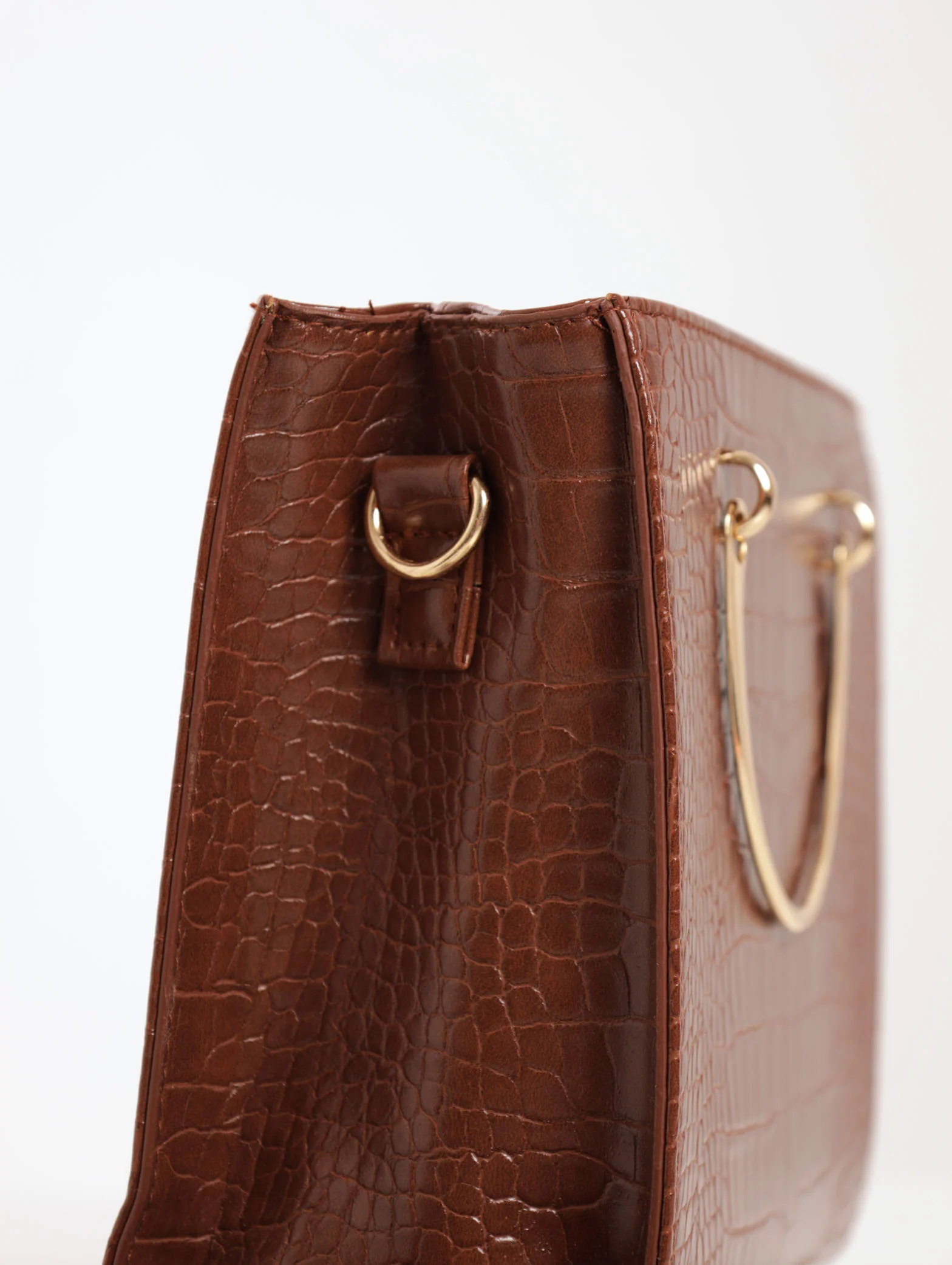 Metal Handheld Charm Mini Tote Bag - Tan - Image 4