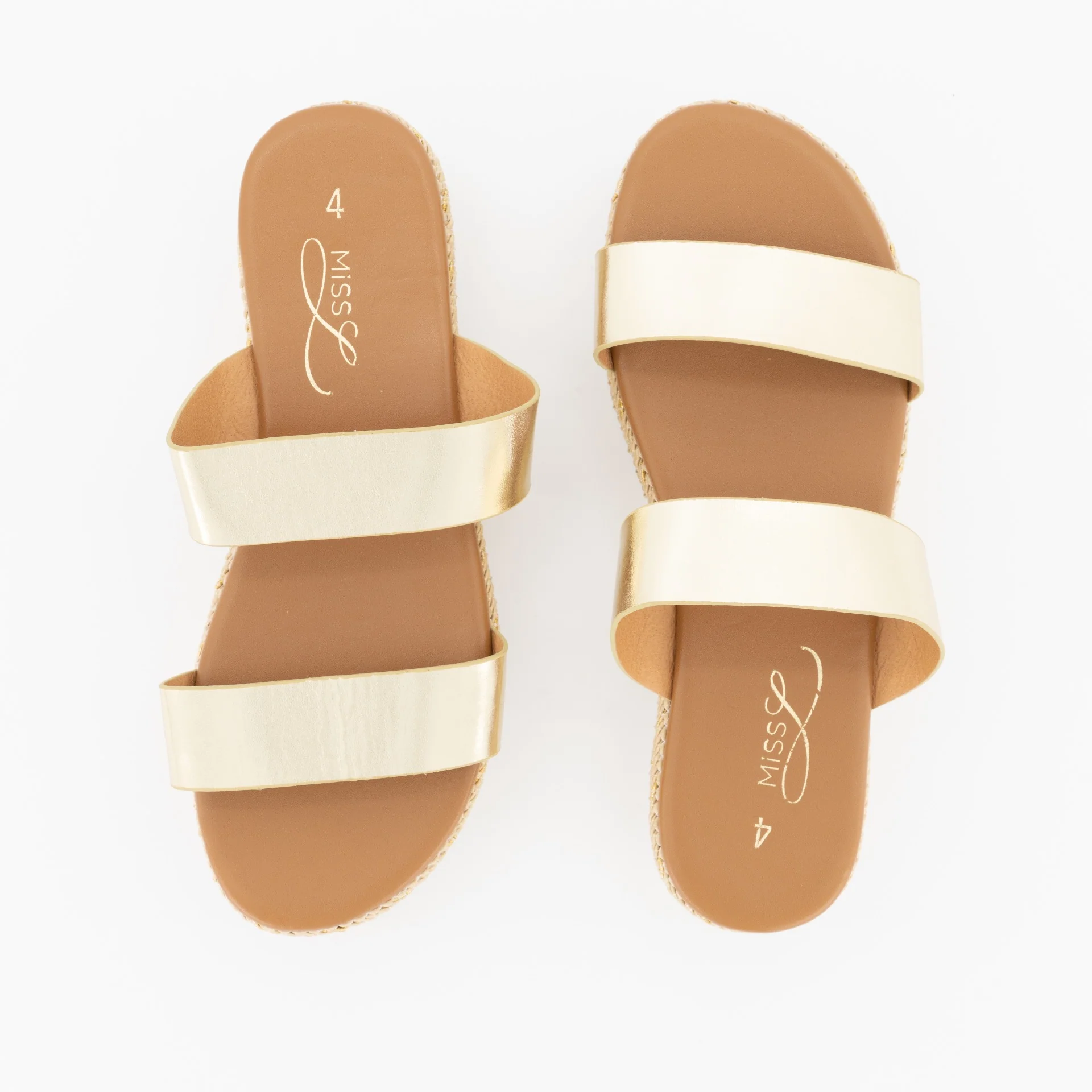 Metallic 2 Strap Push In Embellished Platform - Gold - Image 4