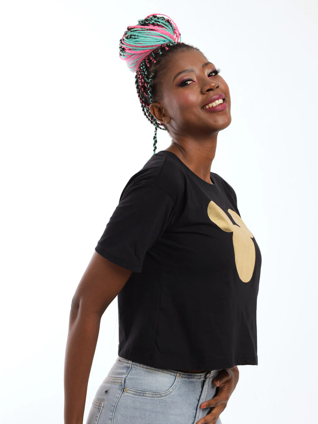 Mickey Foil Boxy Top - Black - Image 3