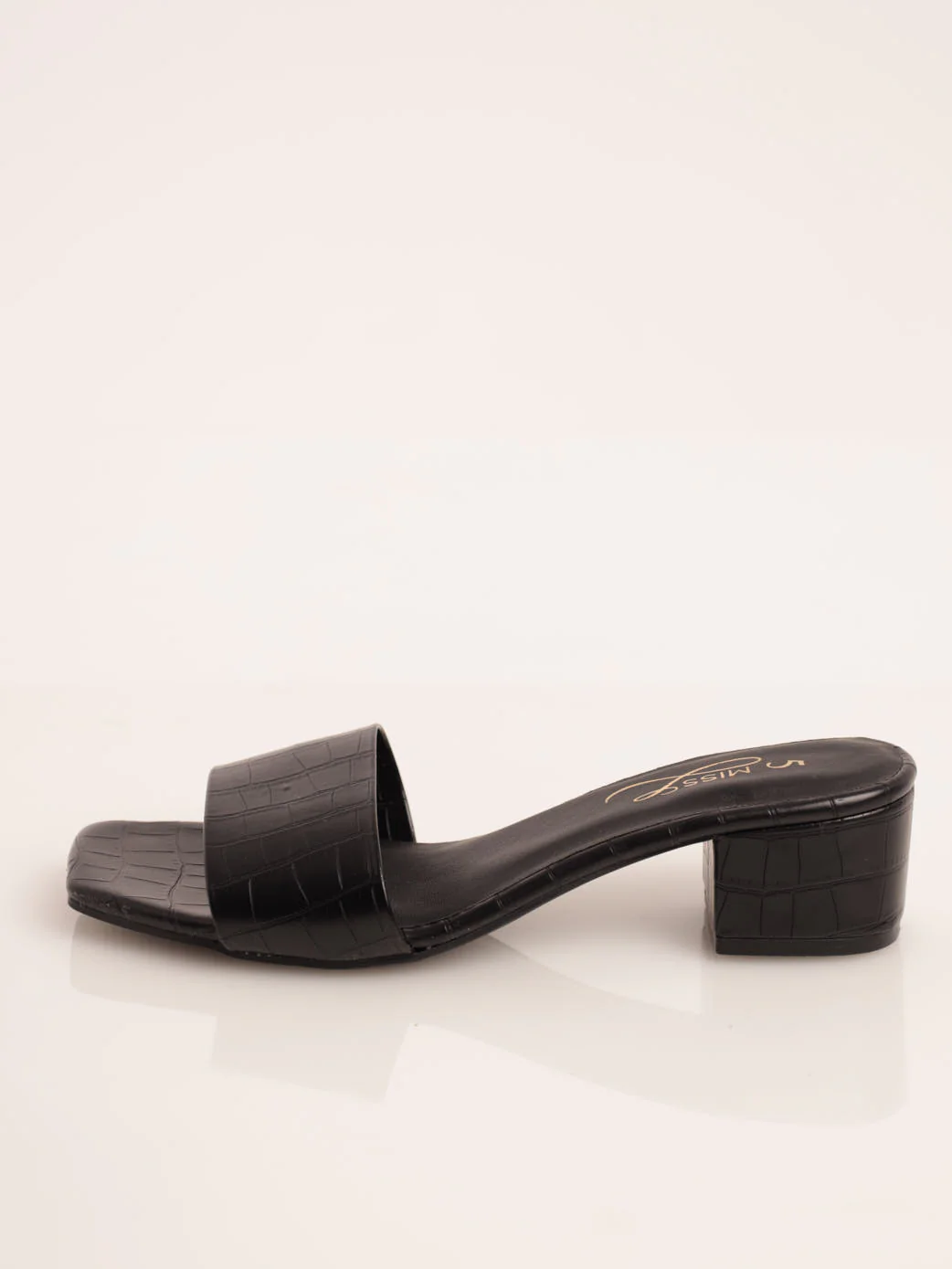 Microfiber Low-Block Mule Heel - Black - Image 2