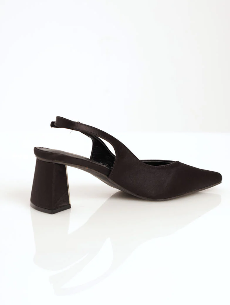Mid Block Slingback Court Heel - Black - Image 3