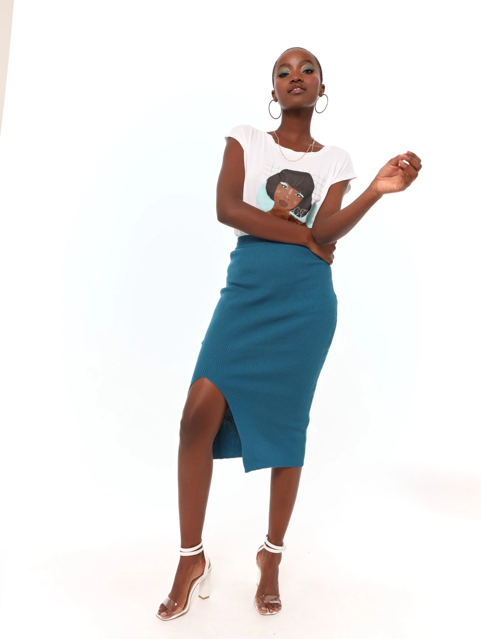Midi Pencil Knitwear Skirt Set - Image 2