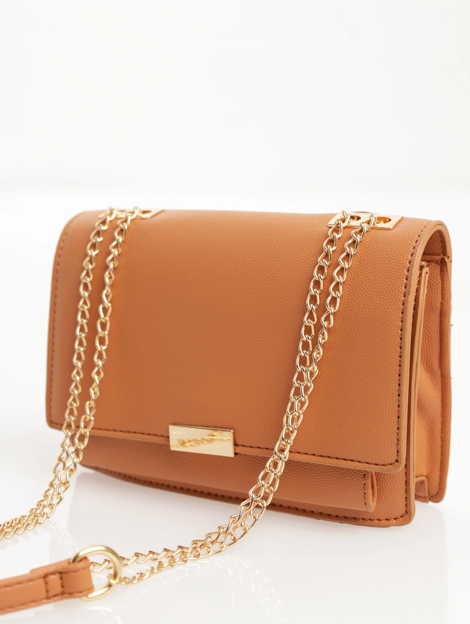 Mini Compartment Clasp Satchel Bag - Camel