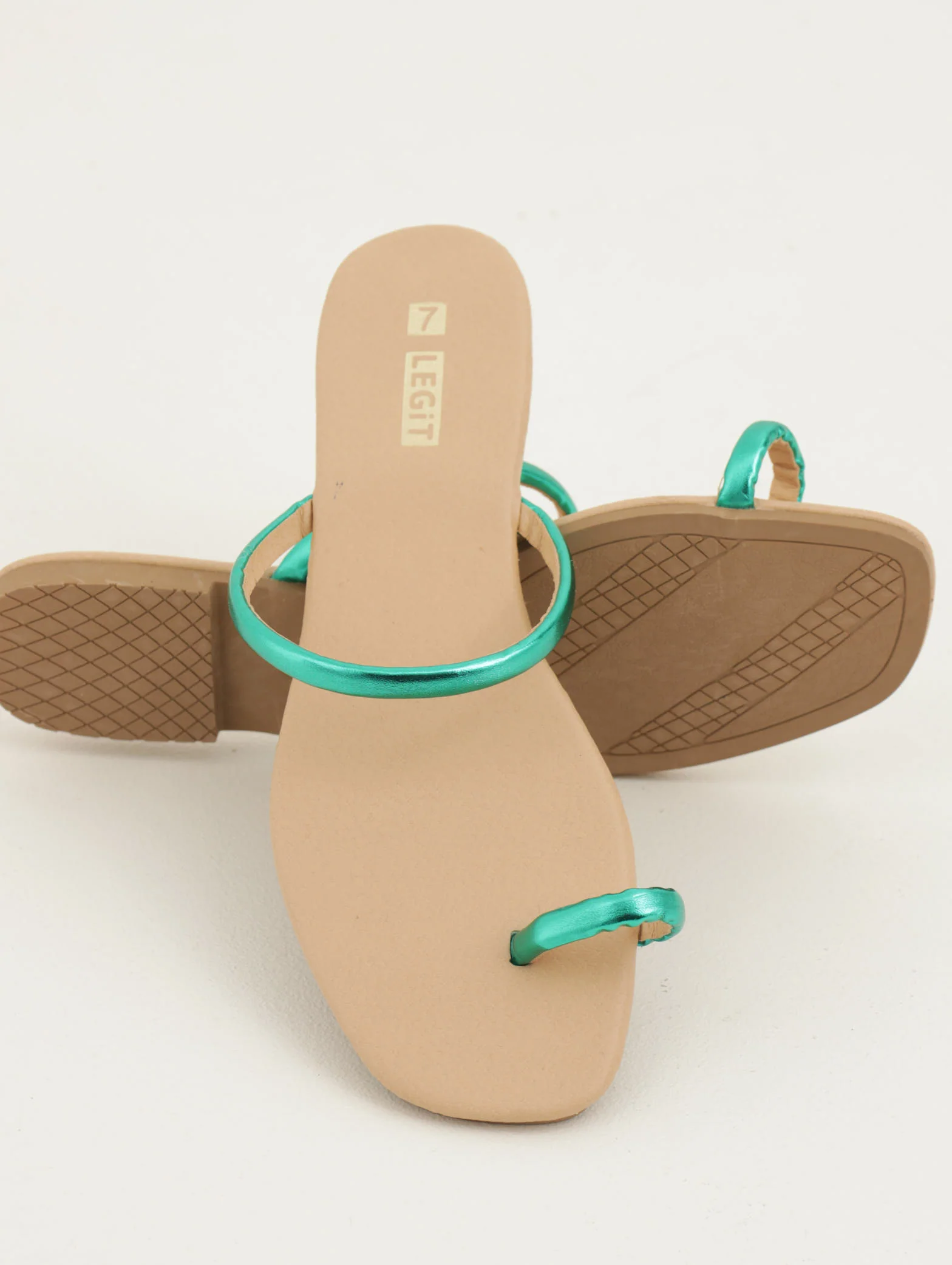 Minimalist Tubular Toe Post Thong Sandal - Green