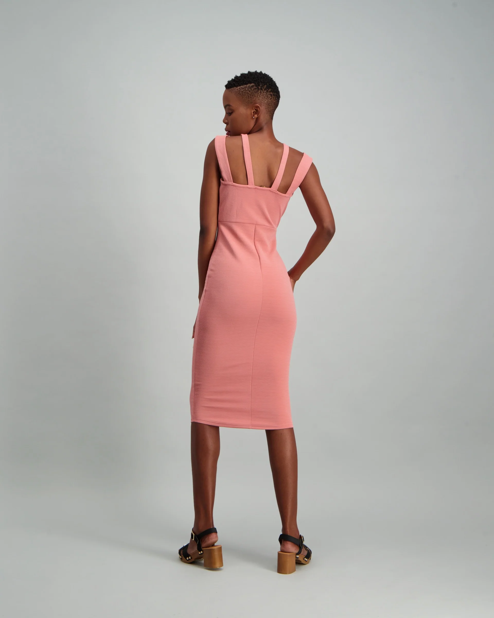 Multi Strap Bodycon Basic Dress - Blush - Image 4