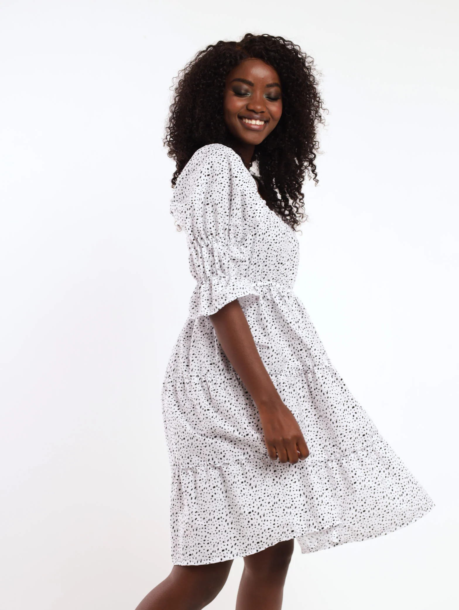 Off Should Tiered Mini Dress - Image 3