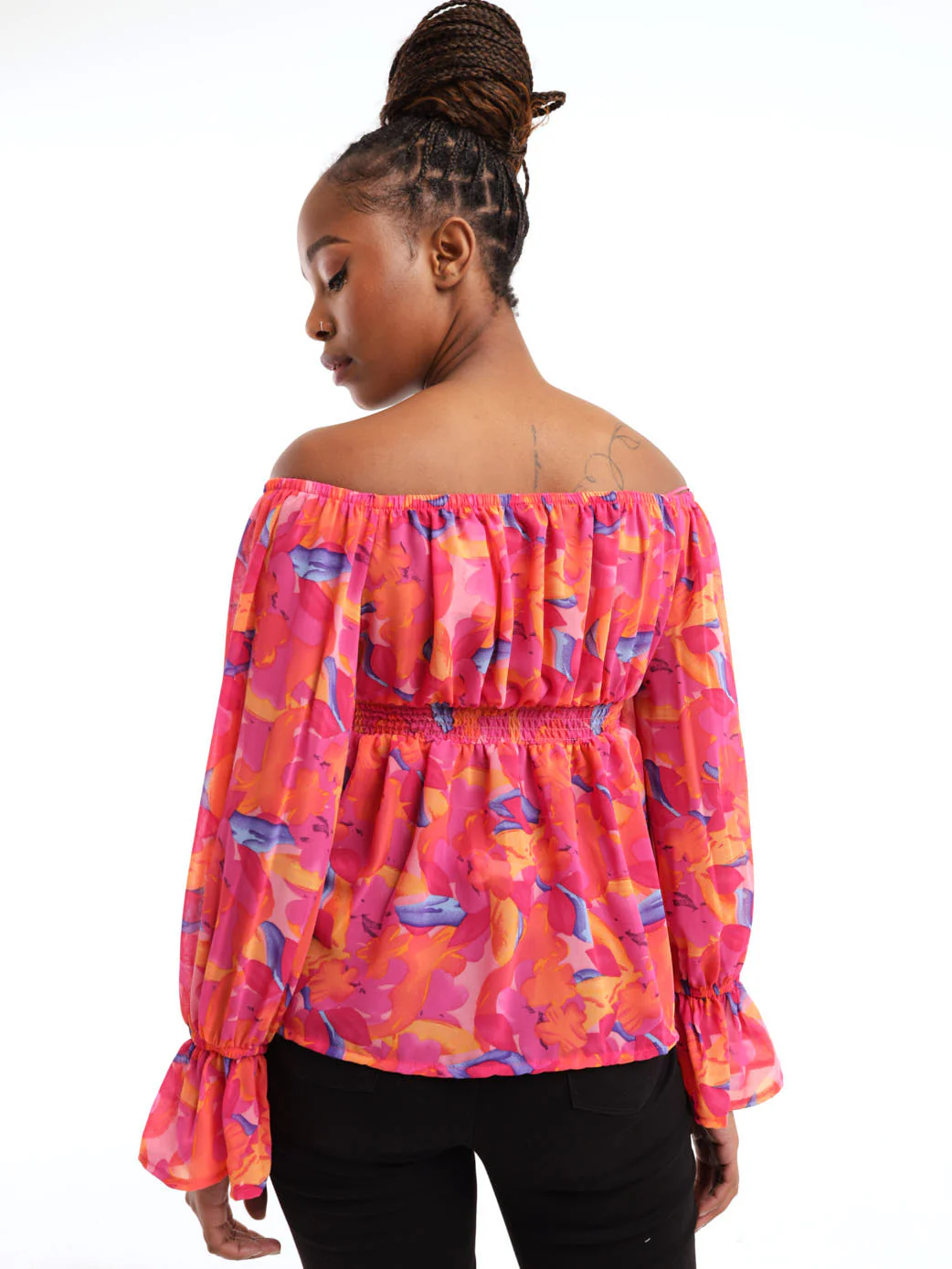 Off The Shoulder Elastic Waist Top - Image 4