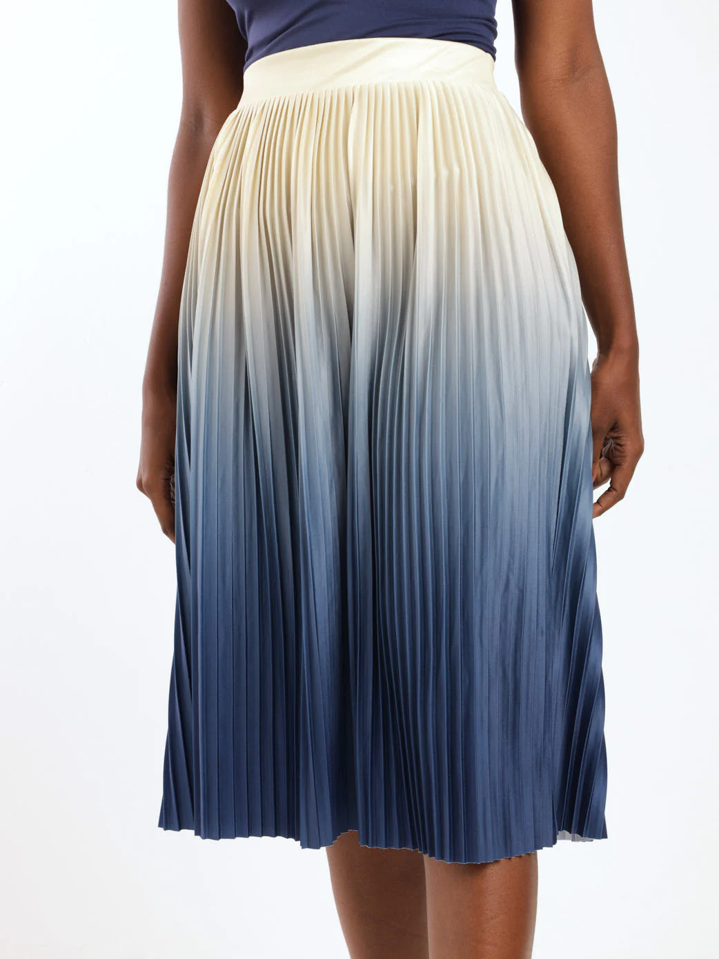 Ombre Knit Pleated Skirt - Blue