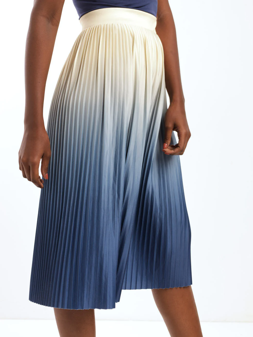 Ombre Knit Pleated Skirt - Blue - Image 2