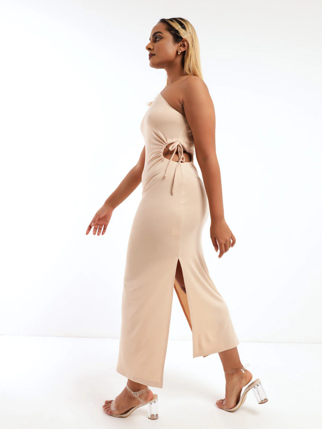 One-Arm Tube Maxi Dress - Stone - Image 2