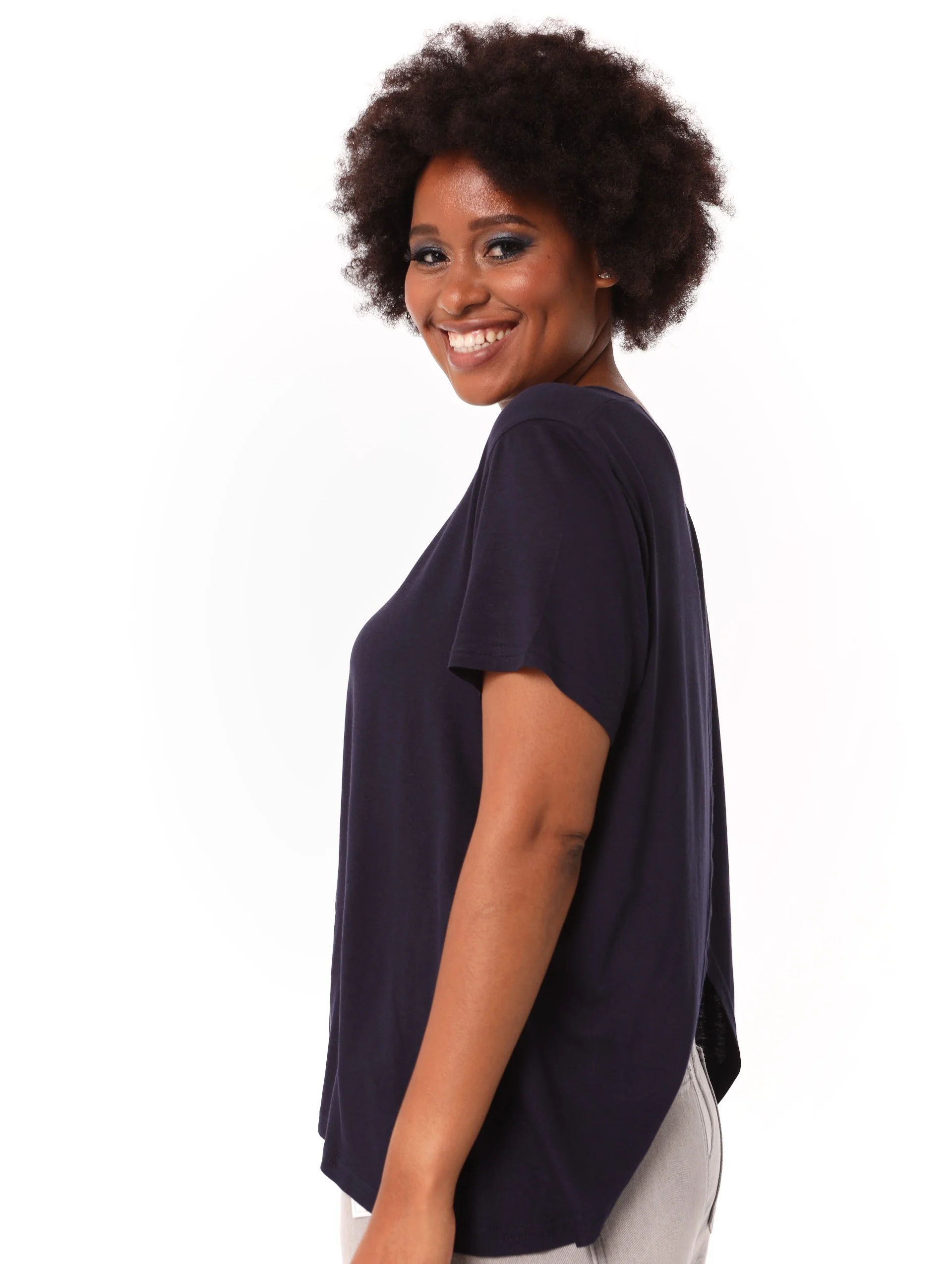Open Back Print Top - Navy - Image 3