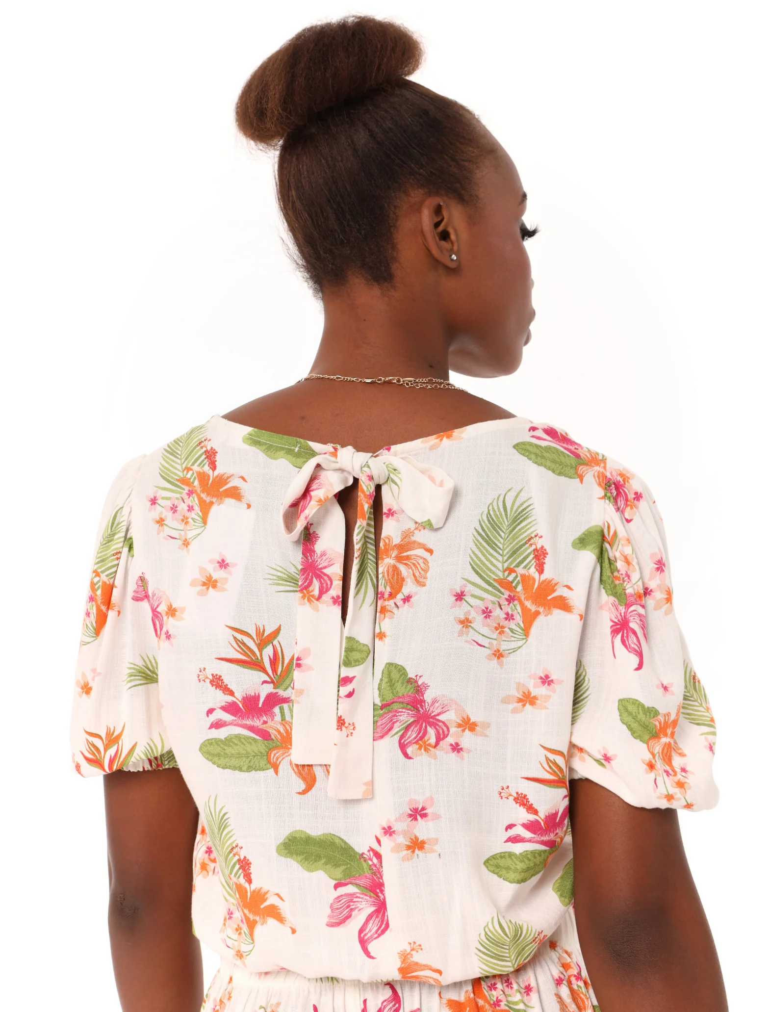 Open Back Puff Sleeve Blouse - Image 3
