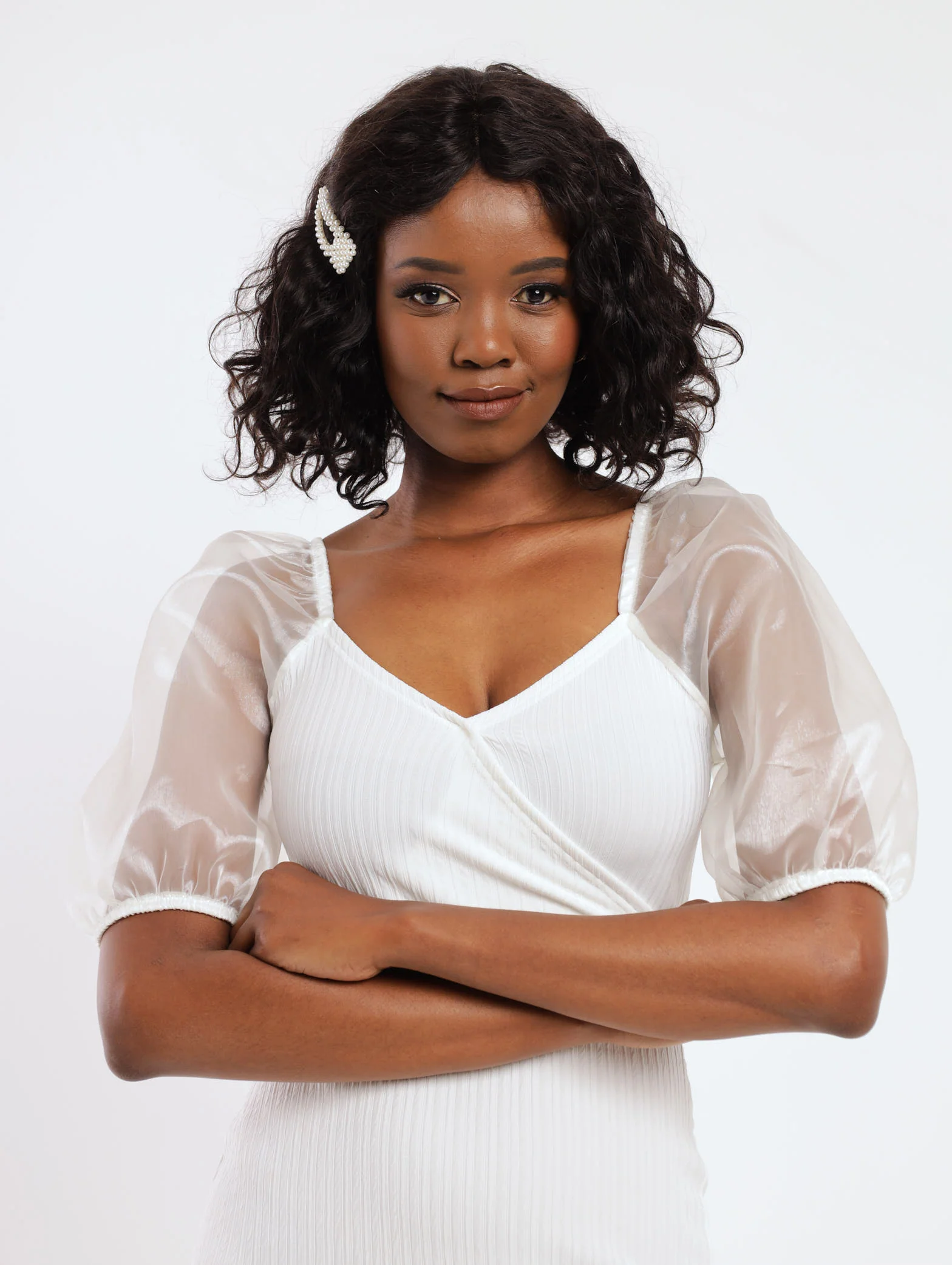 Organza Sleeve Ottoman Dress - Milk - Image 5