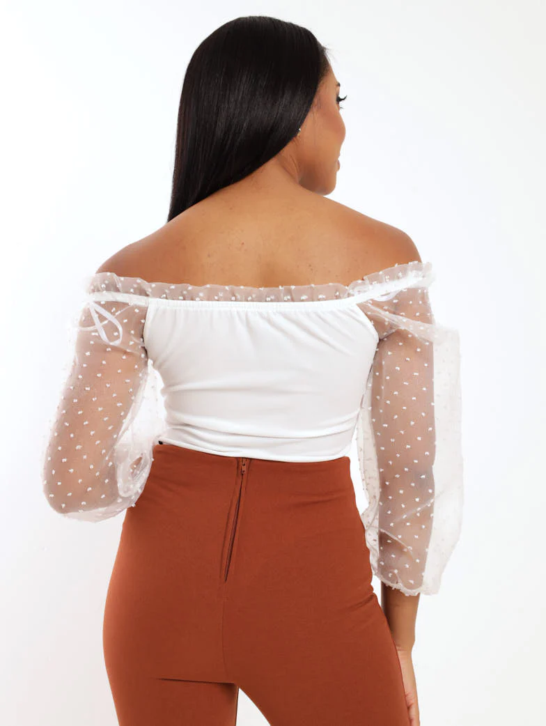 Organza Spot Bodysuit - White - Image 4