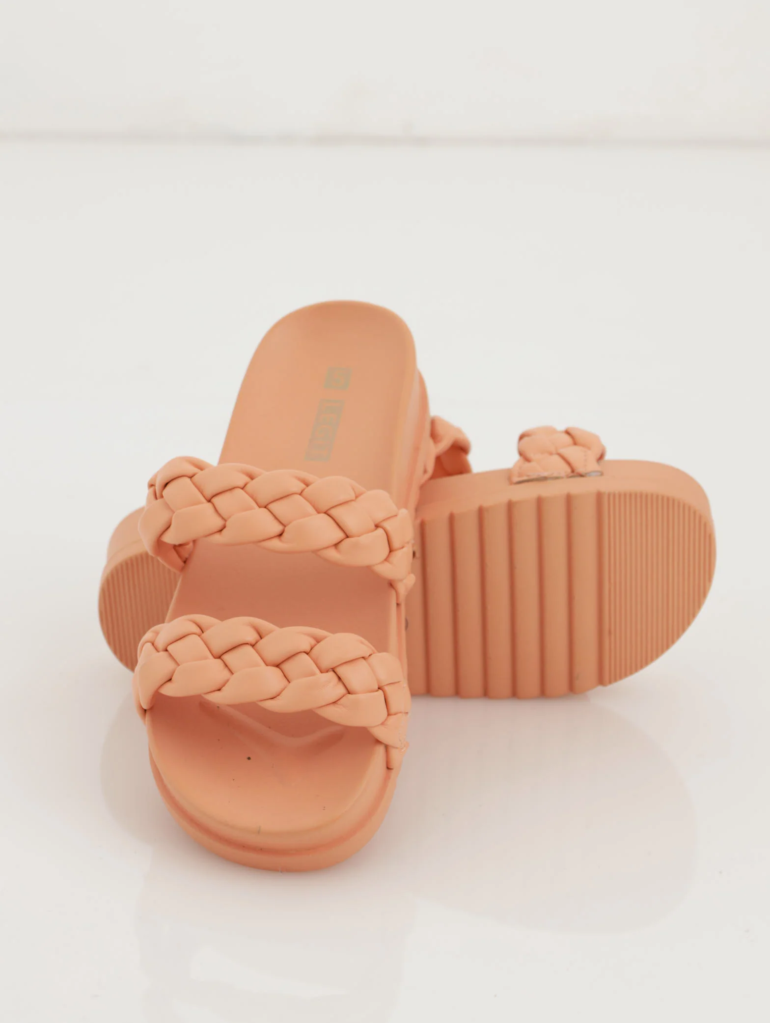Padded Plaited Moulded Mule Sandal - Light Orange