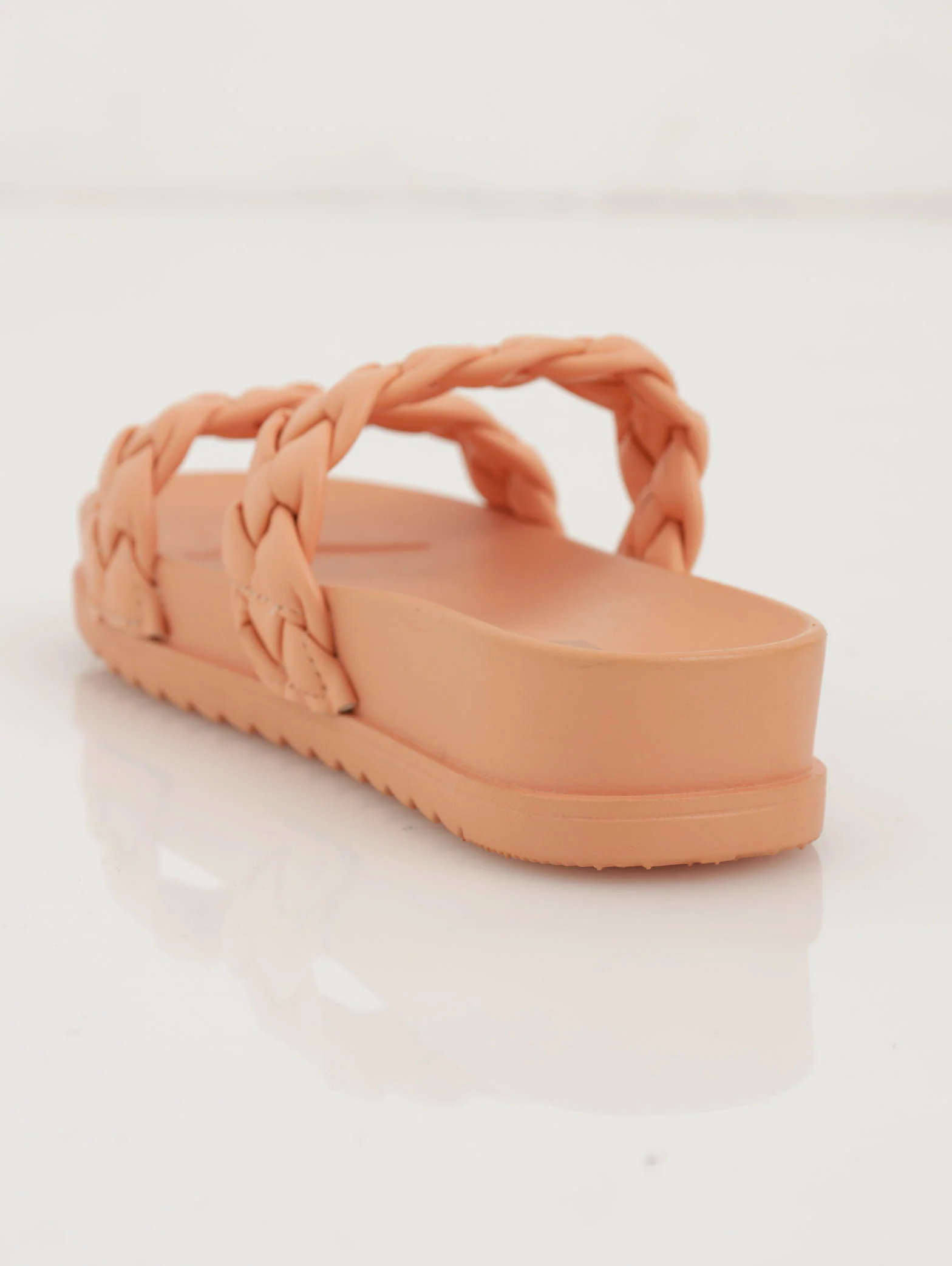 Padded Plaited Moulded Mule Sandal - Light Orange - Image 3