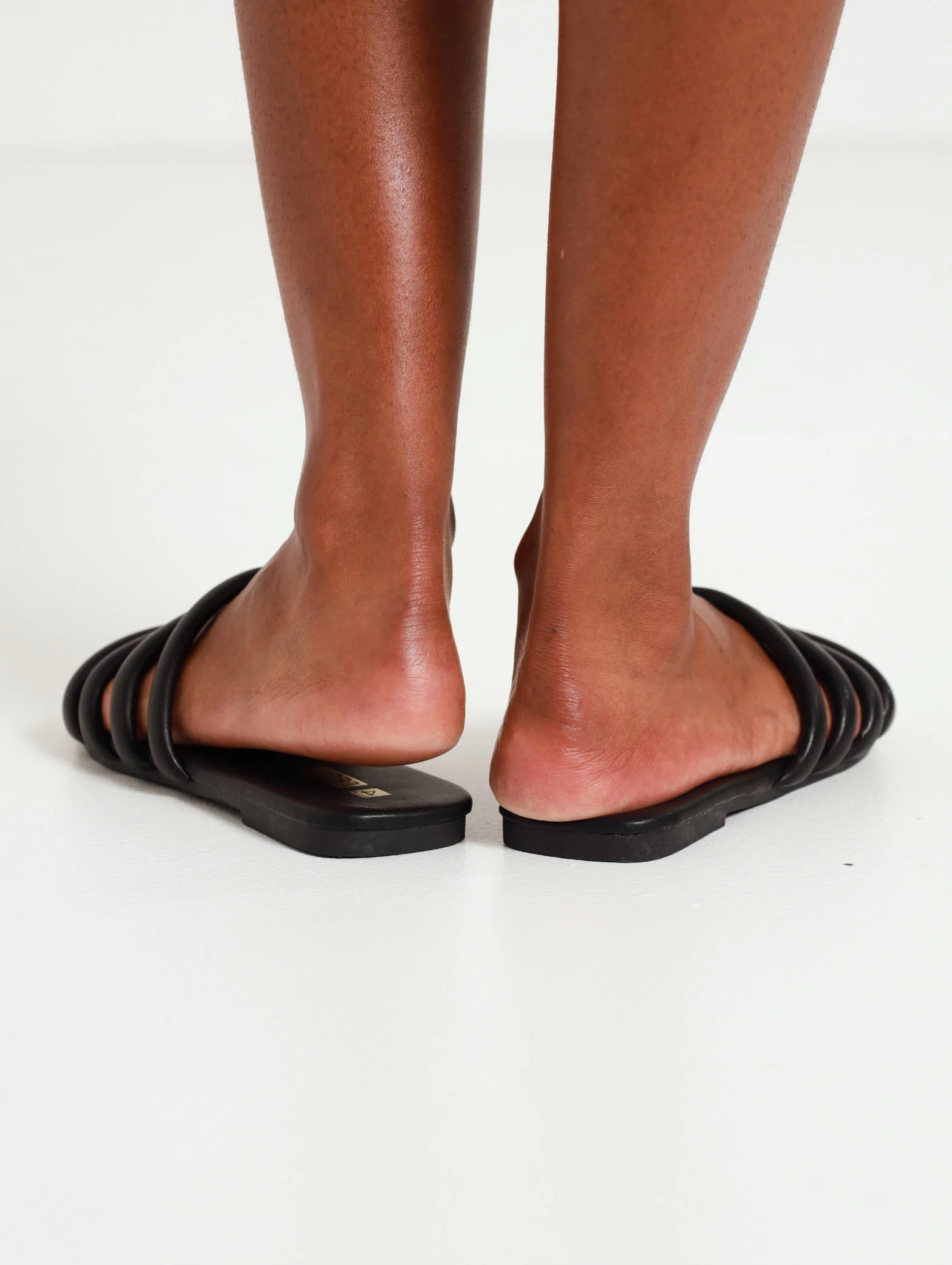 Padded Tube Strip Mule Sandal - Black - Image 3
