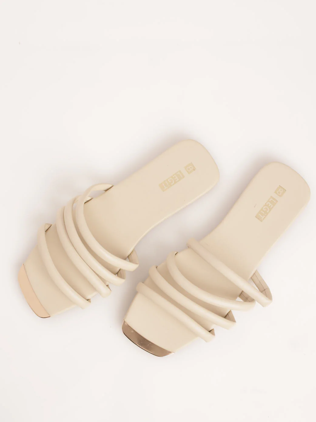Padded Tube Strip Mule Sandal - Taupe