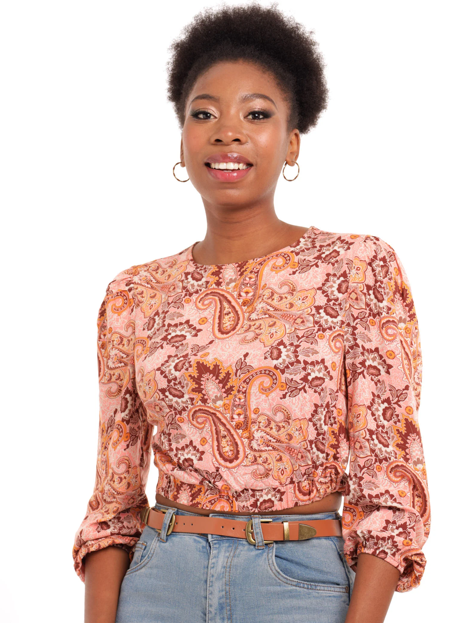 Paisly Elasticated Puff Sleeve Blouse